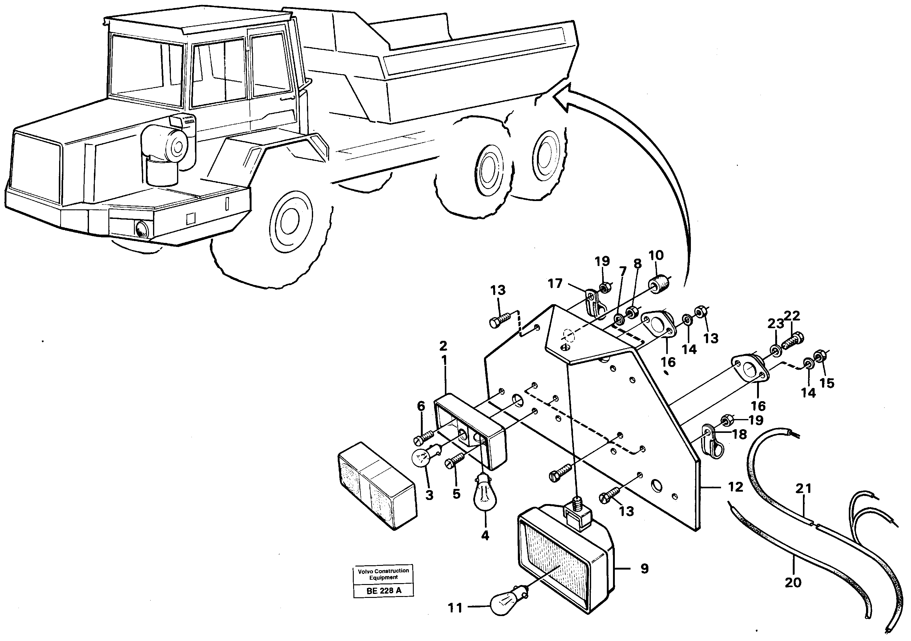 Схема запчастей Volvo A35 Volvo BM A35 - 65962 Rear lighting 