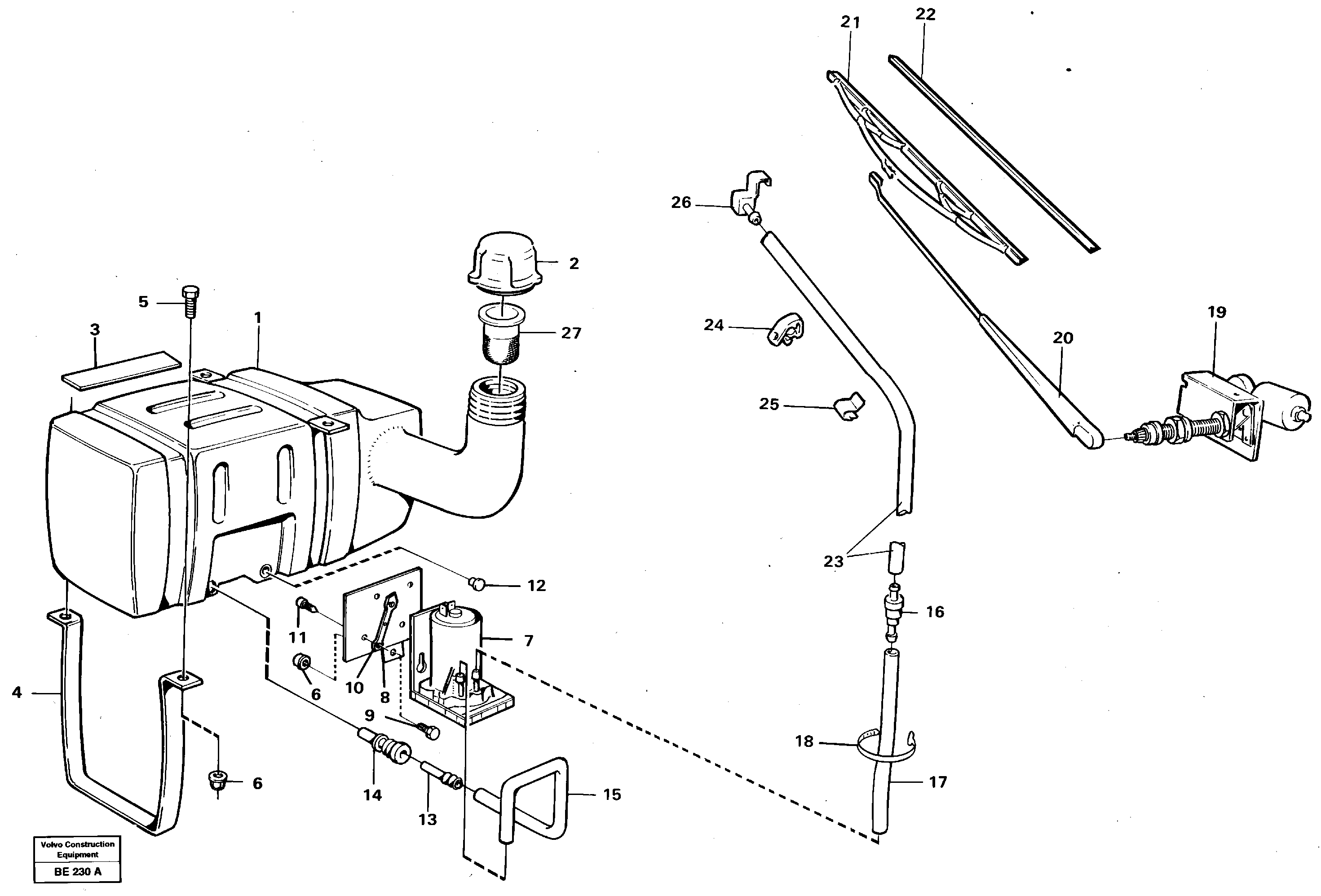 Схема запчастей Volvo A35 Volvo BM A35 - 5401 Windscreen washer and wiper 