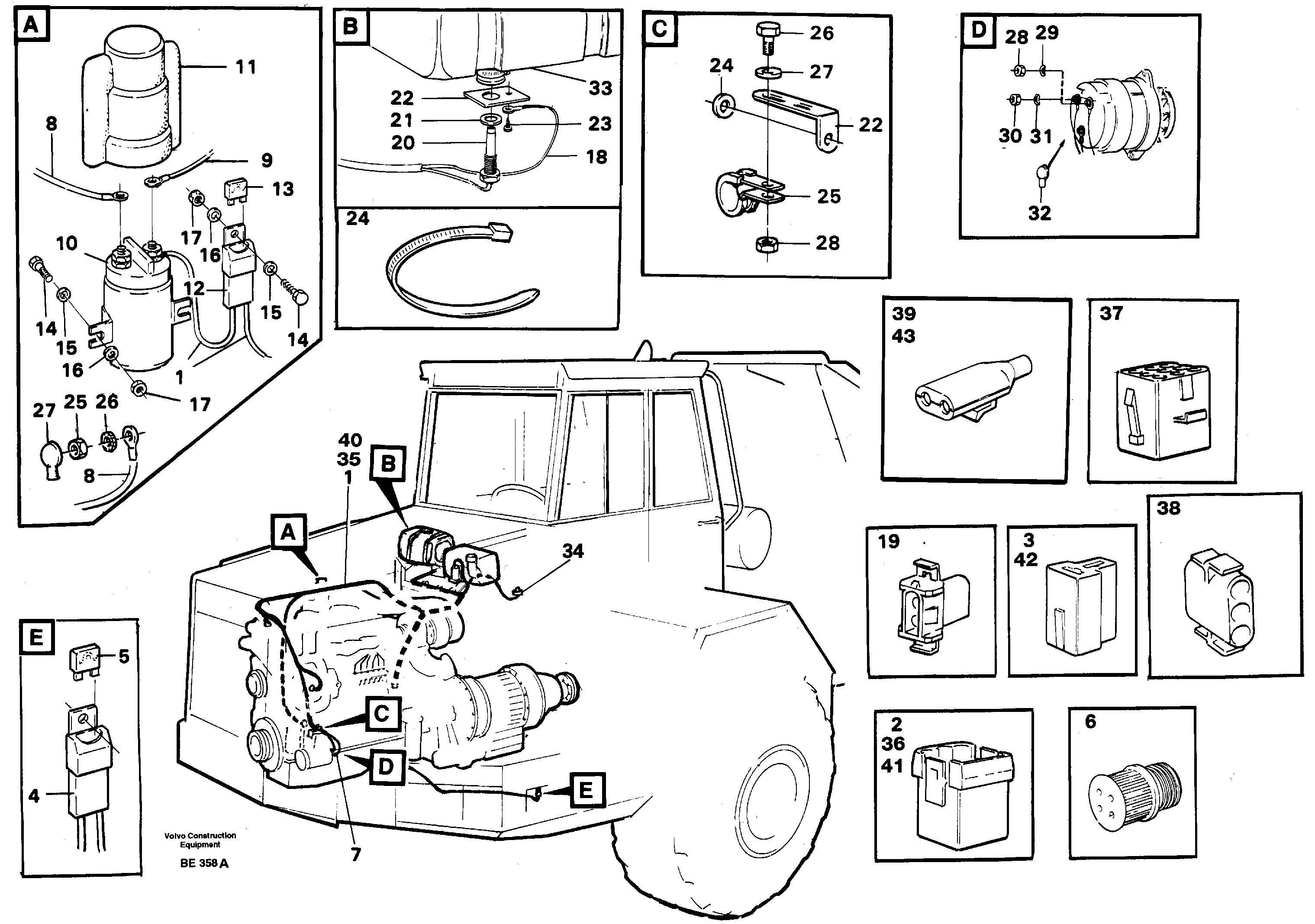 Схема запчастей Volvo A35 Volvo BM A35 - 22912 Cable harnesses, front 