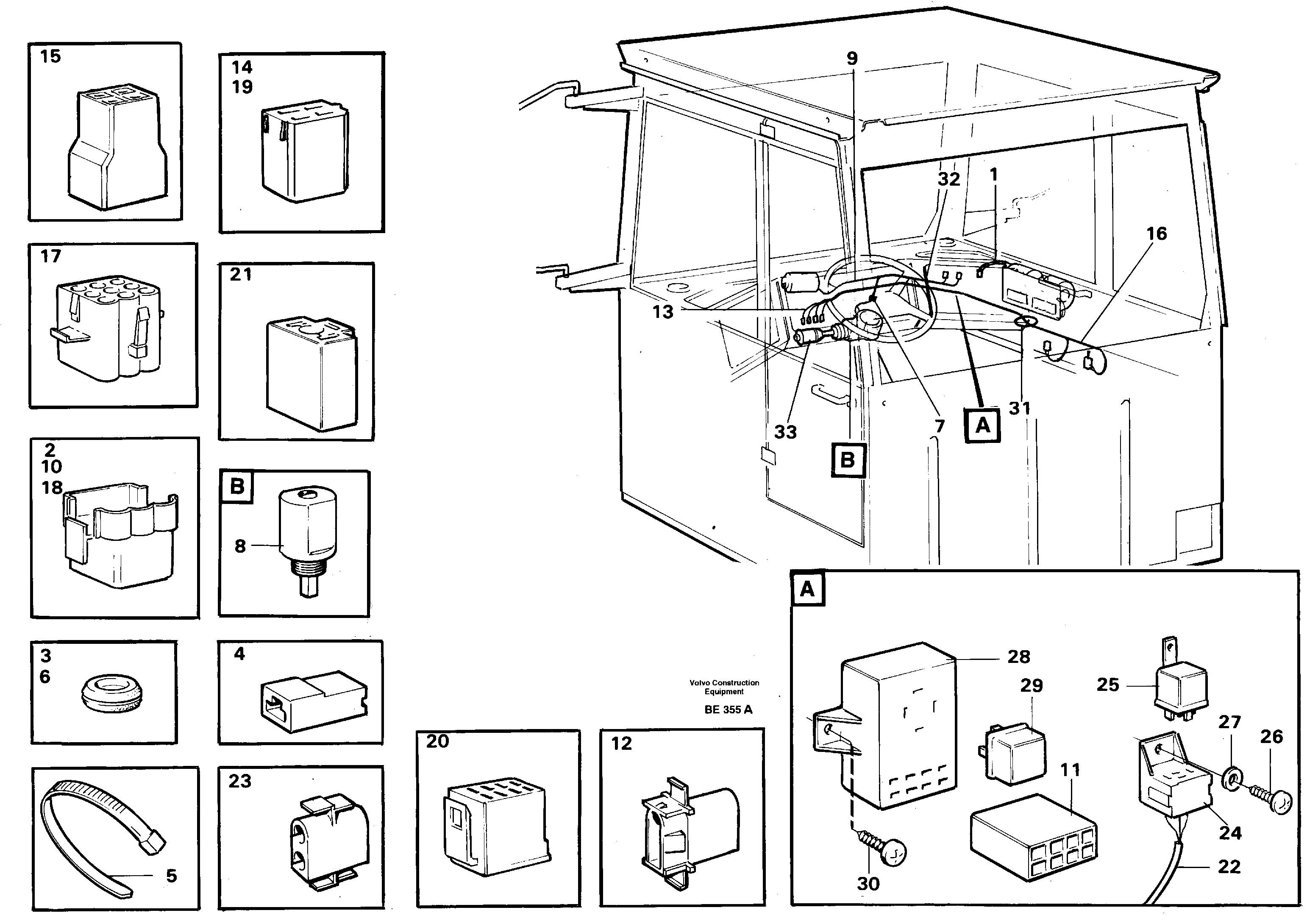 Схема запчастей Volvo A35 Volvo BM A35 - 22913 Cable harnesses, cab 