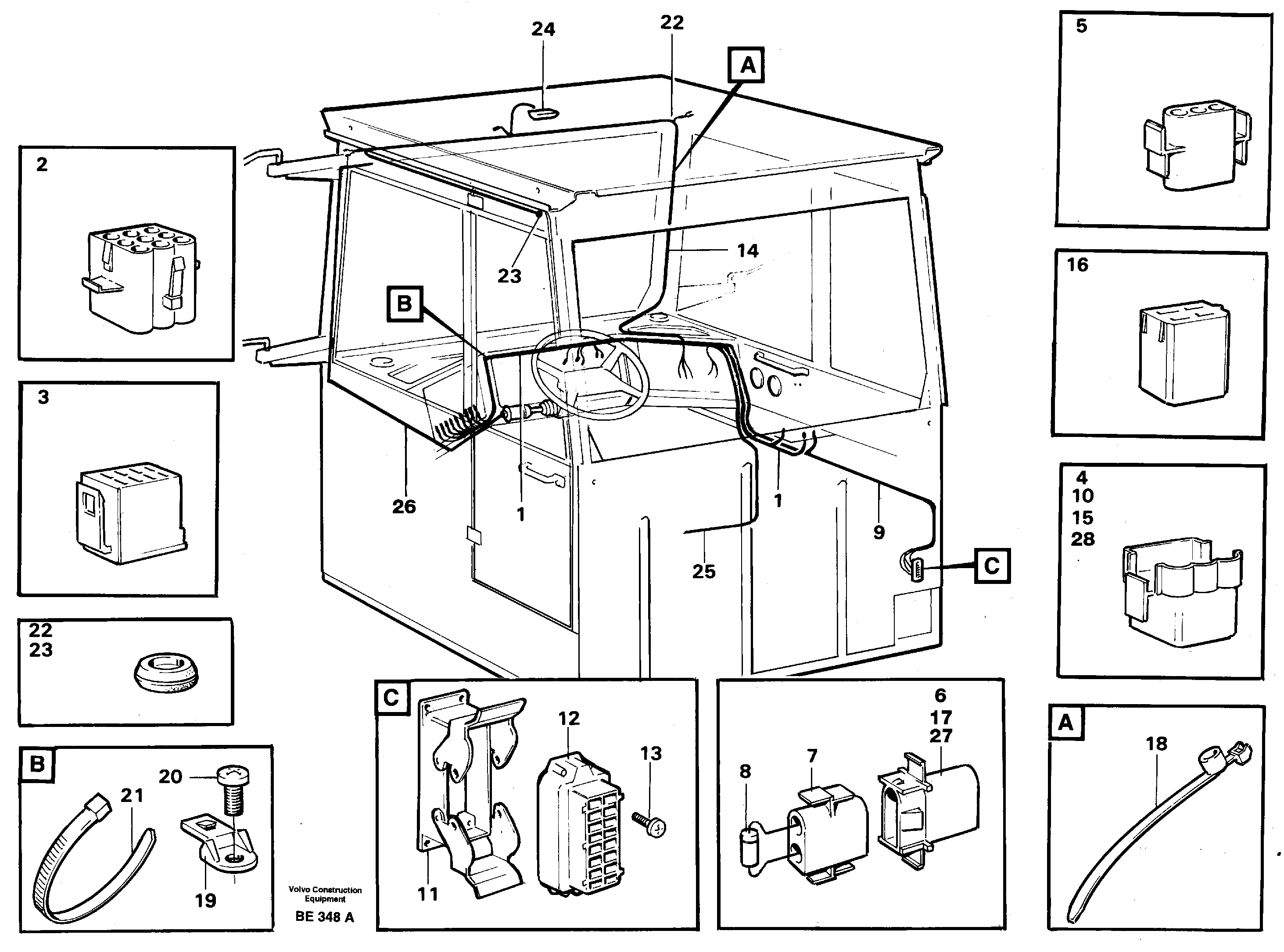 Схема запчастей Volvo A35 Volvo BM A35 - 5406 Cable harnesses, cab 
