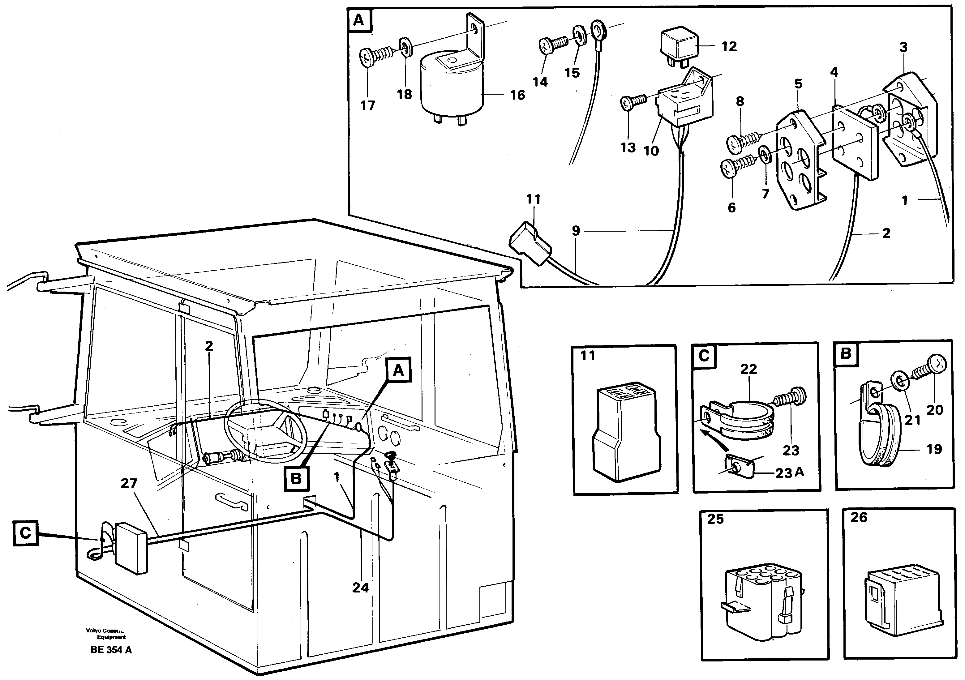 Схема запчастей Volvo A35 Volvo BM A35 - 5412 Cable harnesses, cab 