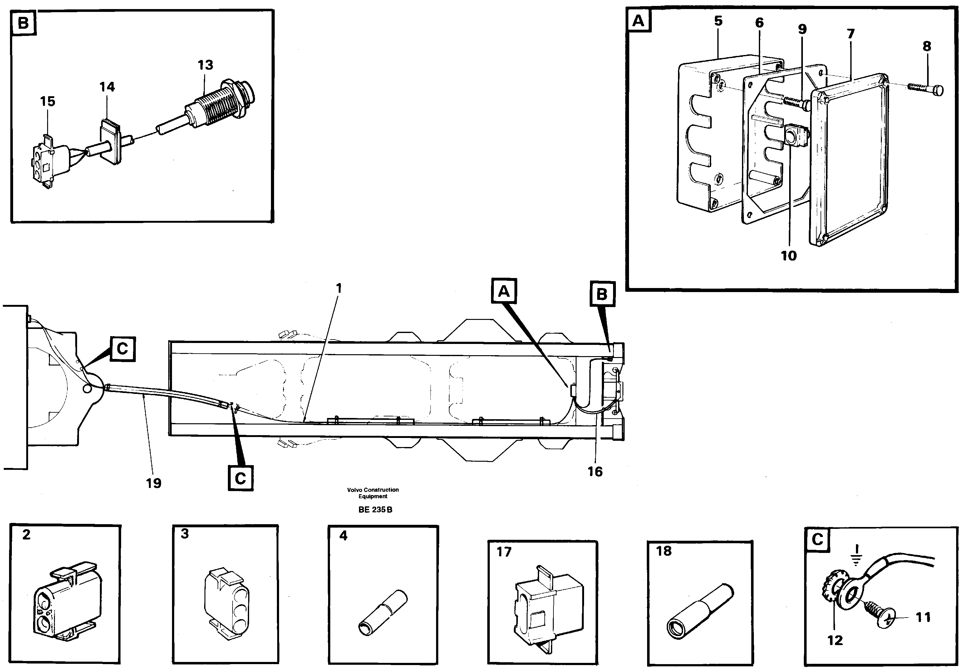 Схема запчастей Volvo A35 Volvo BM A35 - 5419 Cable harnesses, rear 