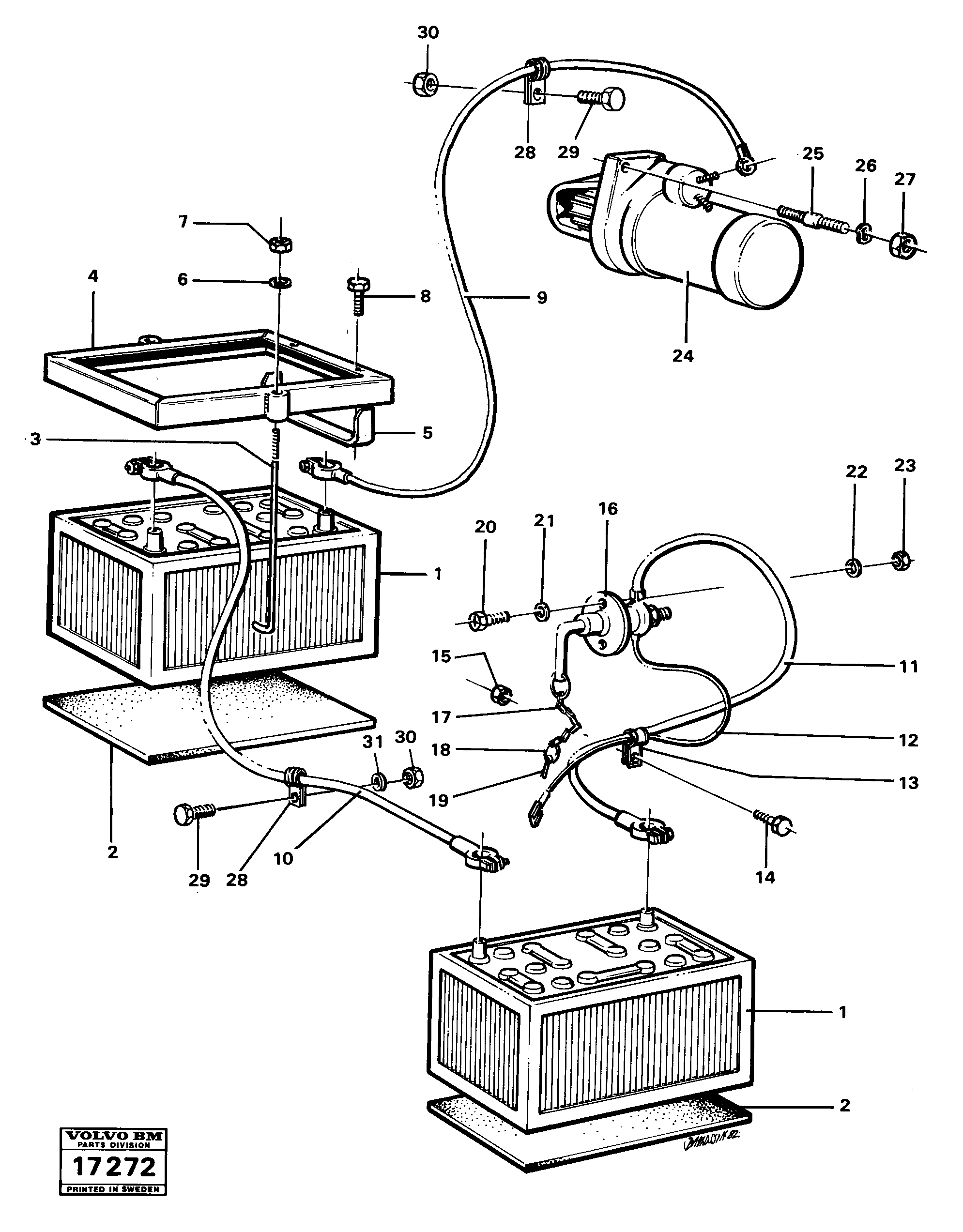 Схема запчастей Volvo A25 VOLVO BM VOLVO BM A25 - 50856 Battery with assembling details 