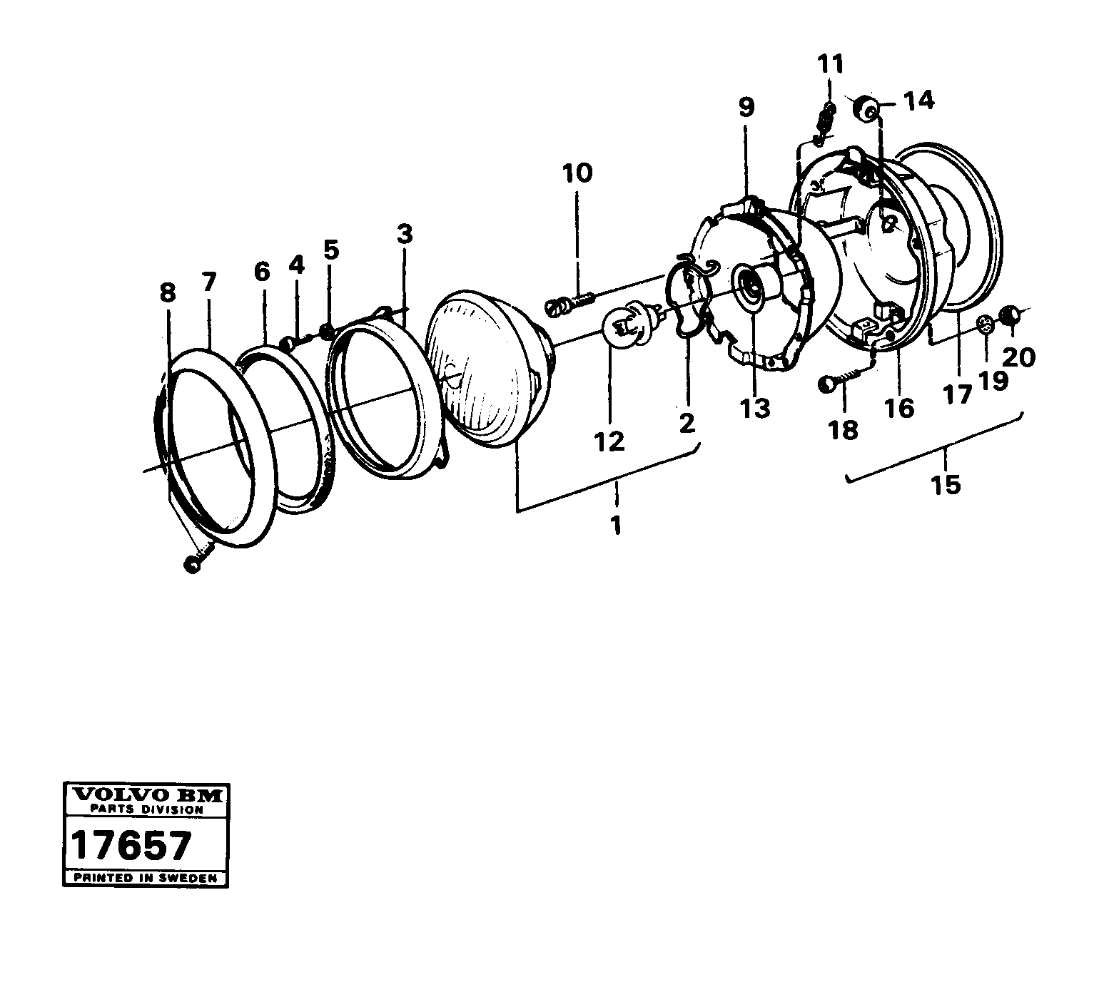 Схема запчастей Volvo A25 VOLVO BM VOLVO BM A25 - 23147 Headlamp 