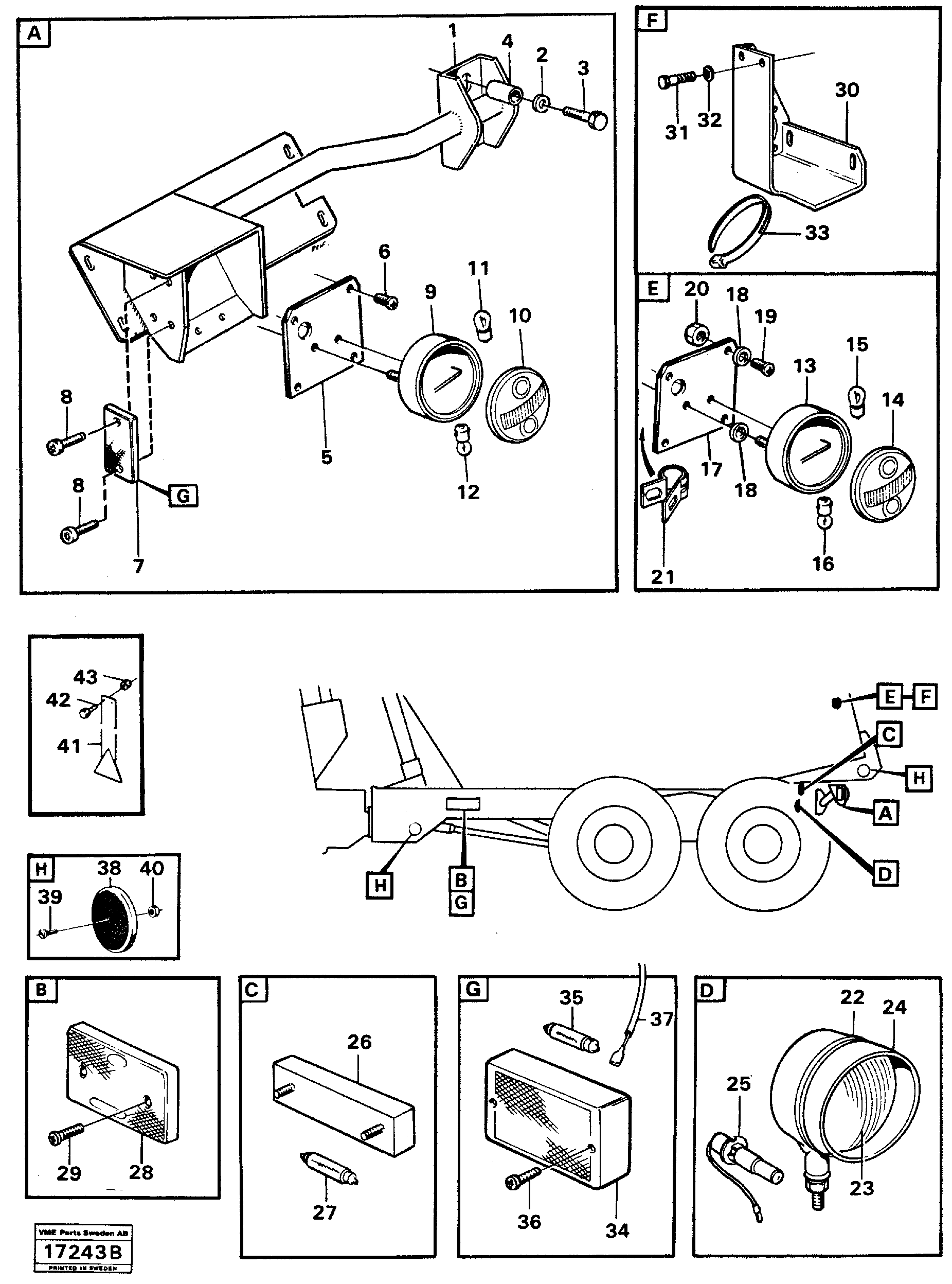 Схема запчастей Volvo A25 VOLVO BM VOLVO BM A25 - 44160 Lighting,trailer 