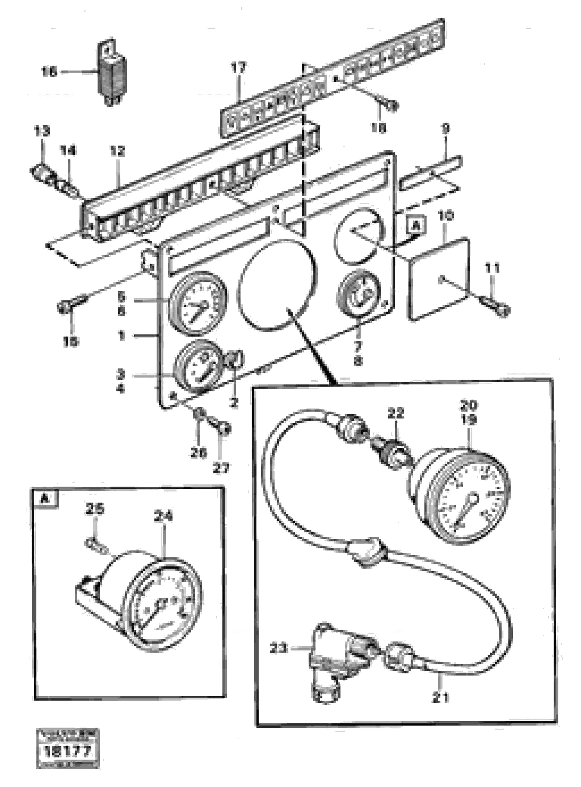 Схема запчастей Volvo A25 VOLVO BM VOLVO BM A25 - 5000 Instrument panel, middle 