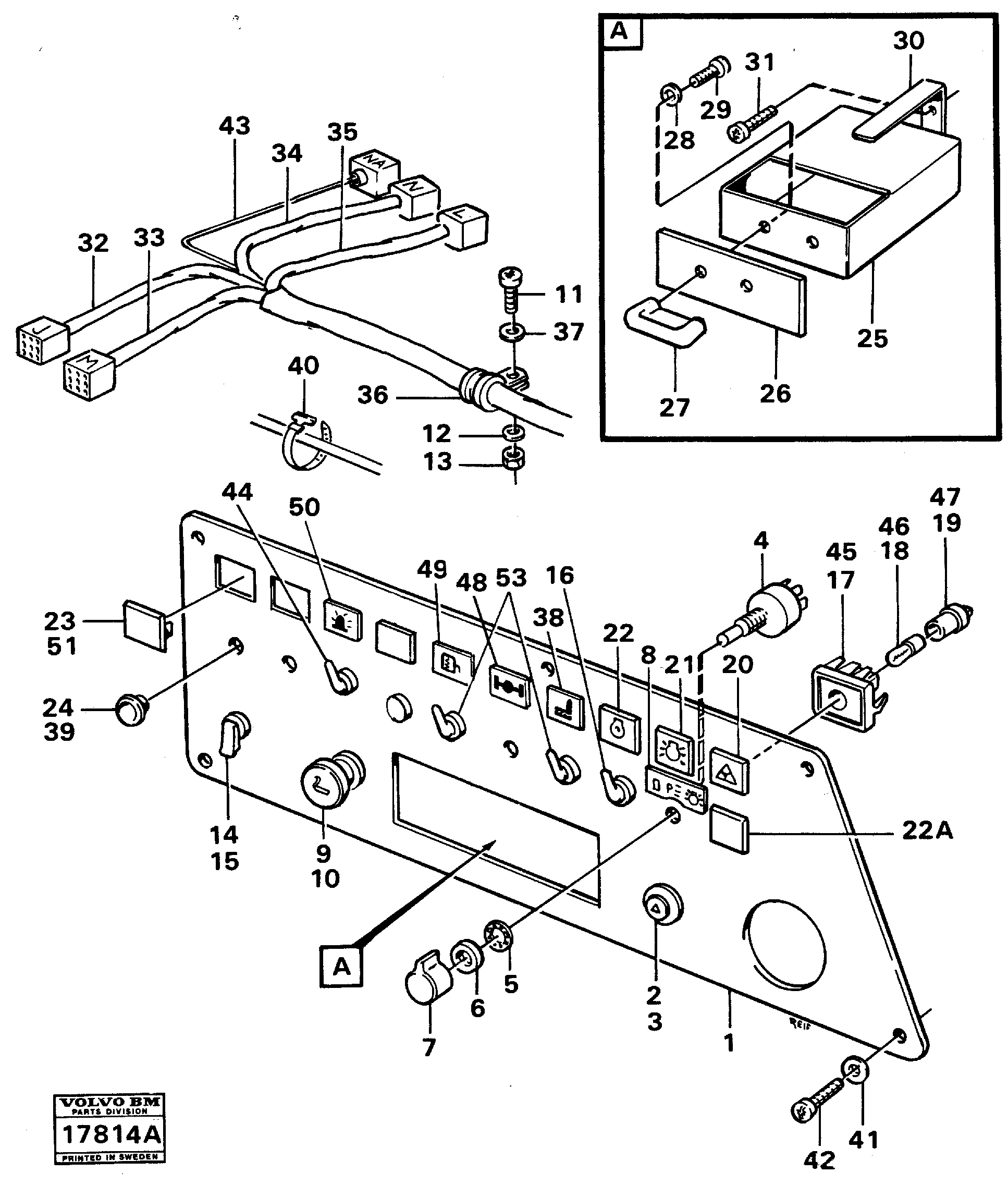Схема запчастей Volvo A25 VOLVO BM VOLVO BM A25 - 62100 Instrumentpanel right 