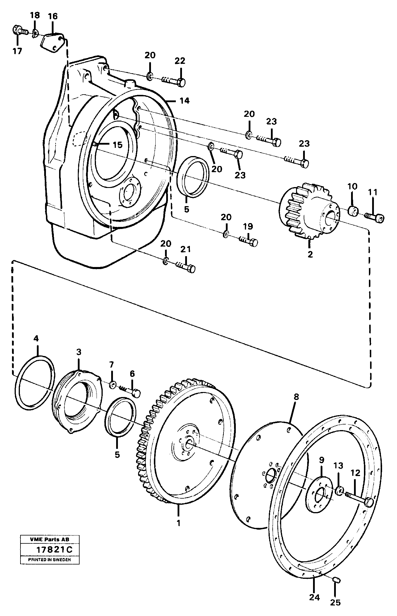 Схема запчастей Volvo A25 VOLVO BM VOLVO BM A25 - 5001 Pump drive with fitting parts 