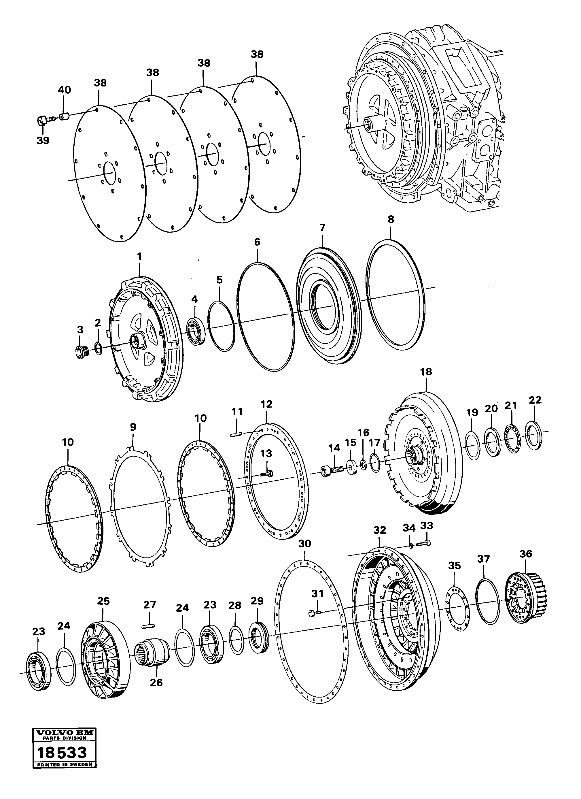 Схема запчастей Volvo A25 VOLVO BM VOLVO BM A25 - 16932 Torque converter 