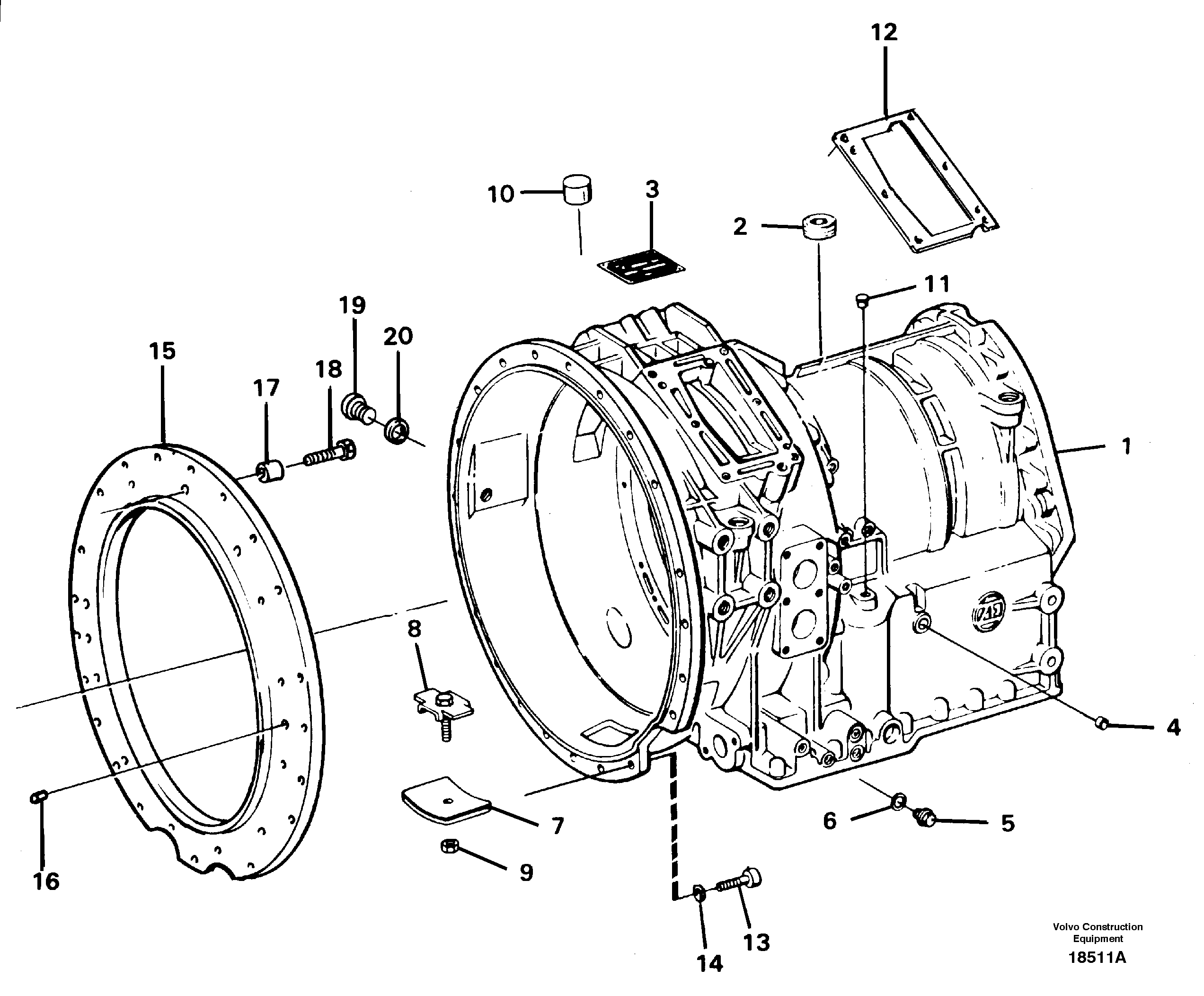 Схема запчастей Volvo A25 VOLVO BM VOLVO BM A25 - 21805 Gearbox housing 