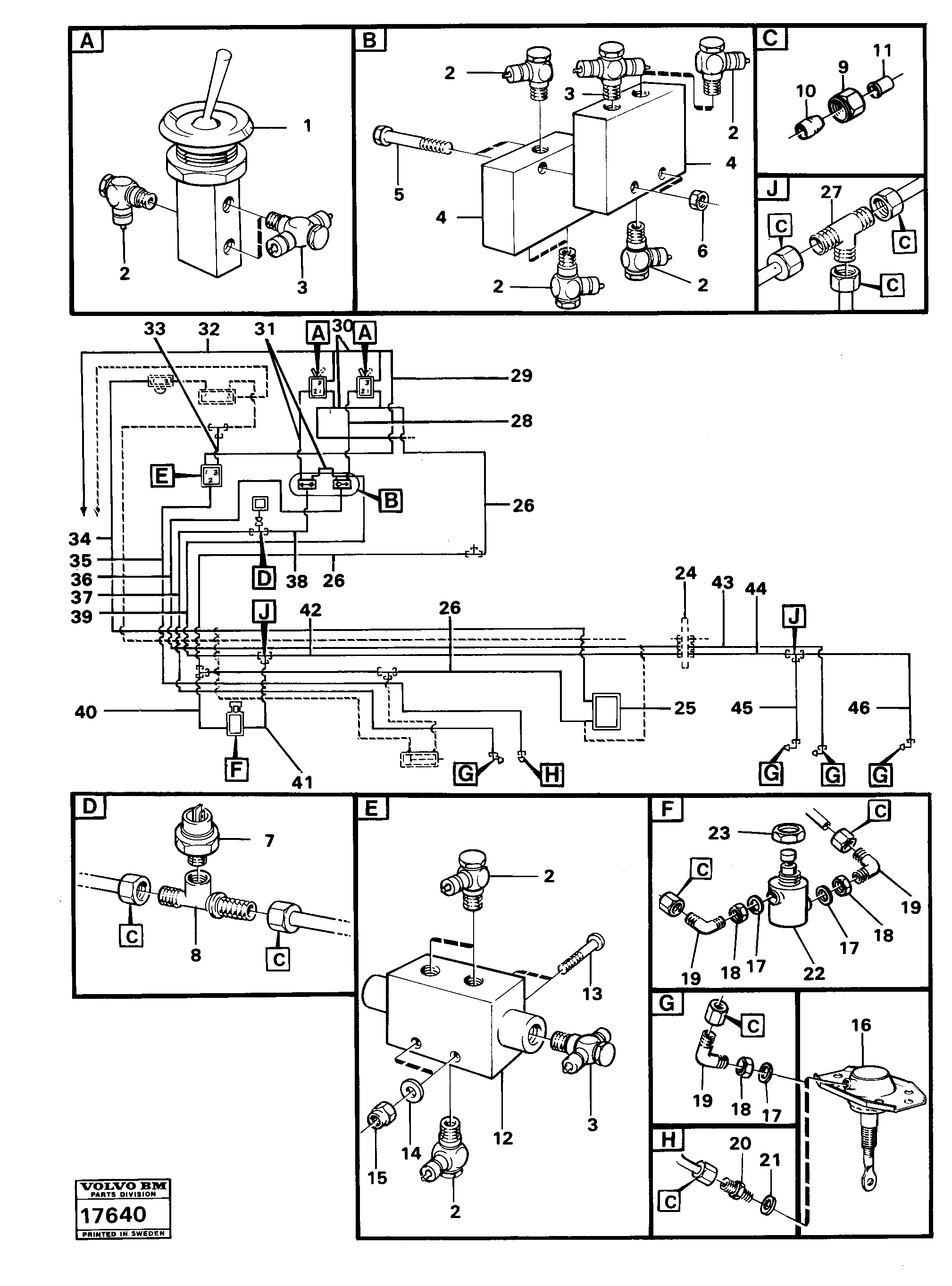 Схема запчастей Volvo A25 VOLVO BM VOLVO BM A25 - 4894 Comp. air controls 2. diff.contr.shuttle valve 