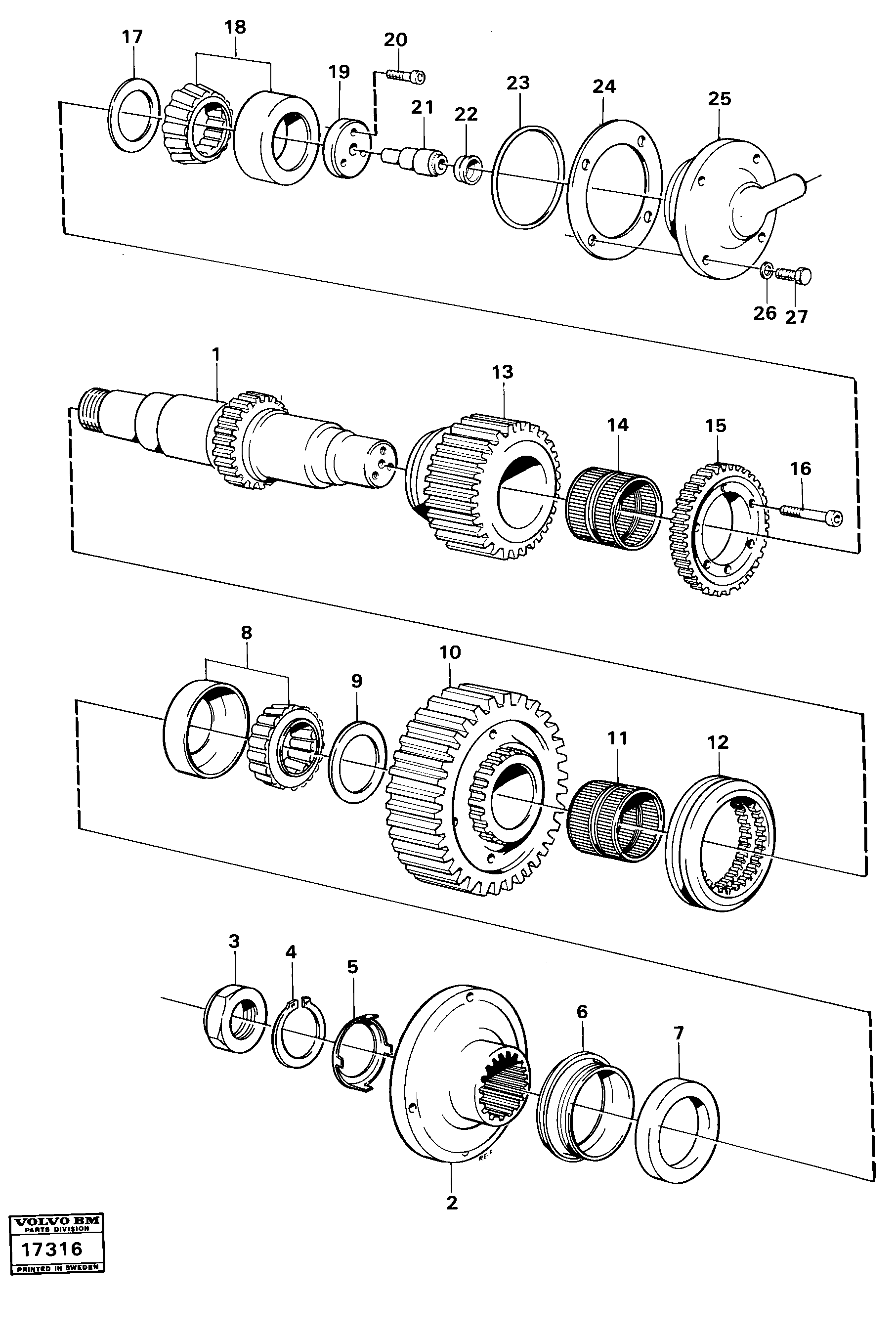 Схема запчастей Volvo A25 VOLVO BM VOLVO BM A25 - 45264 Upper shaft 