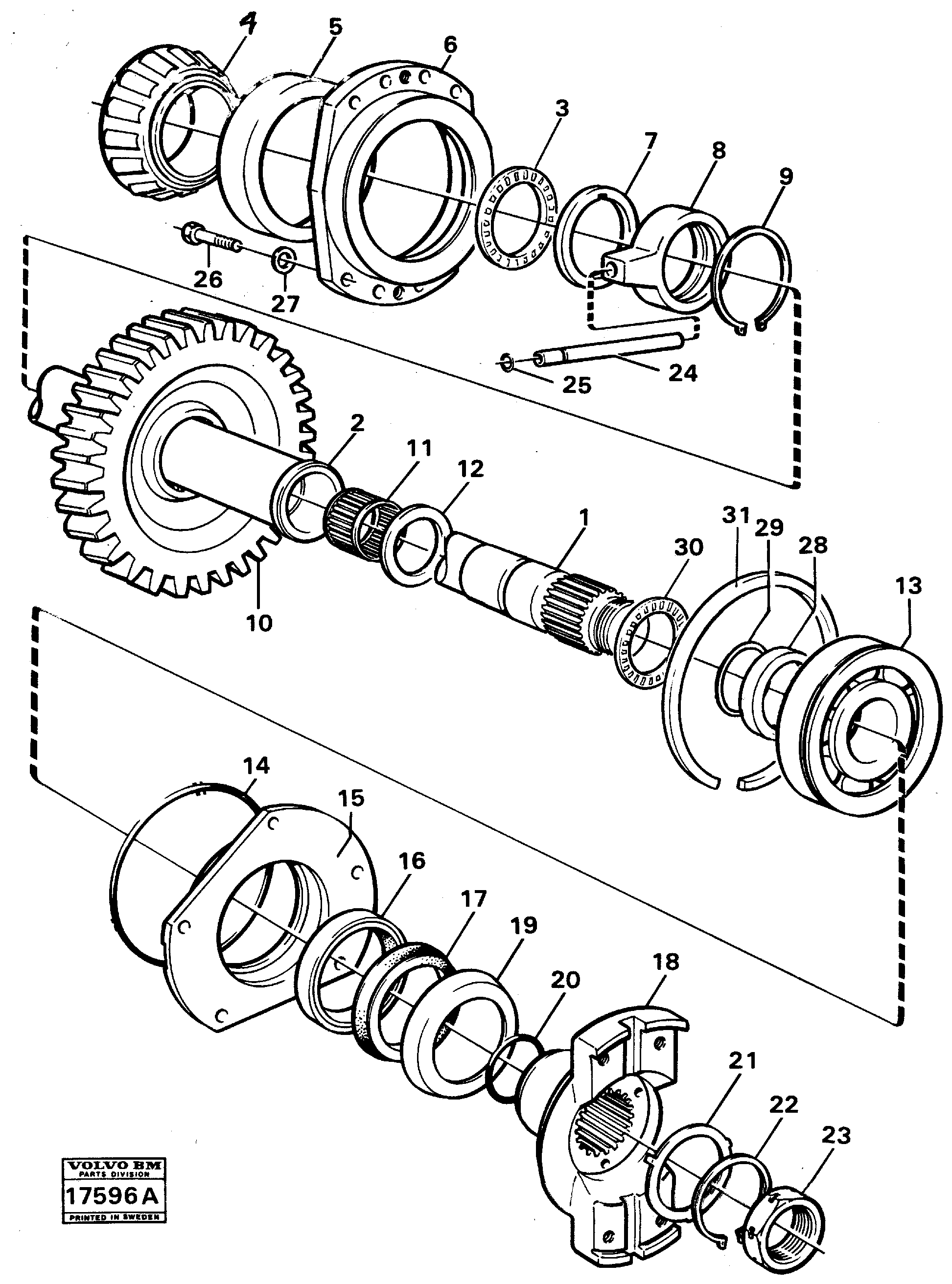 Схема запчастей Volvo A25 VOLVO BM VOLVO BM A25 - 4900 Drive shaft drop box Fl 652b 