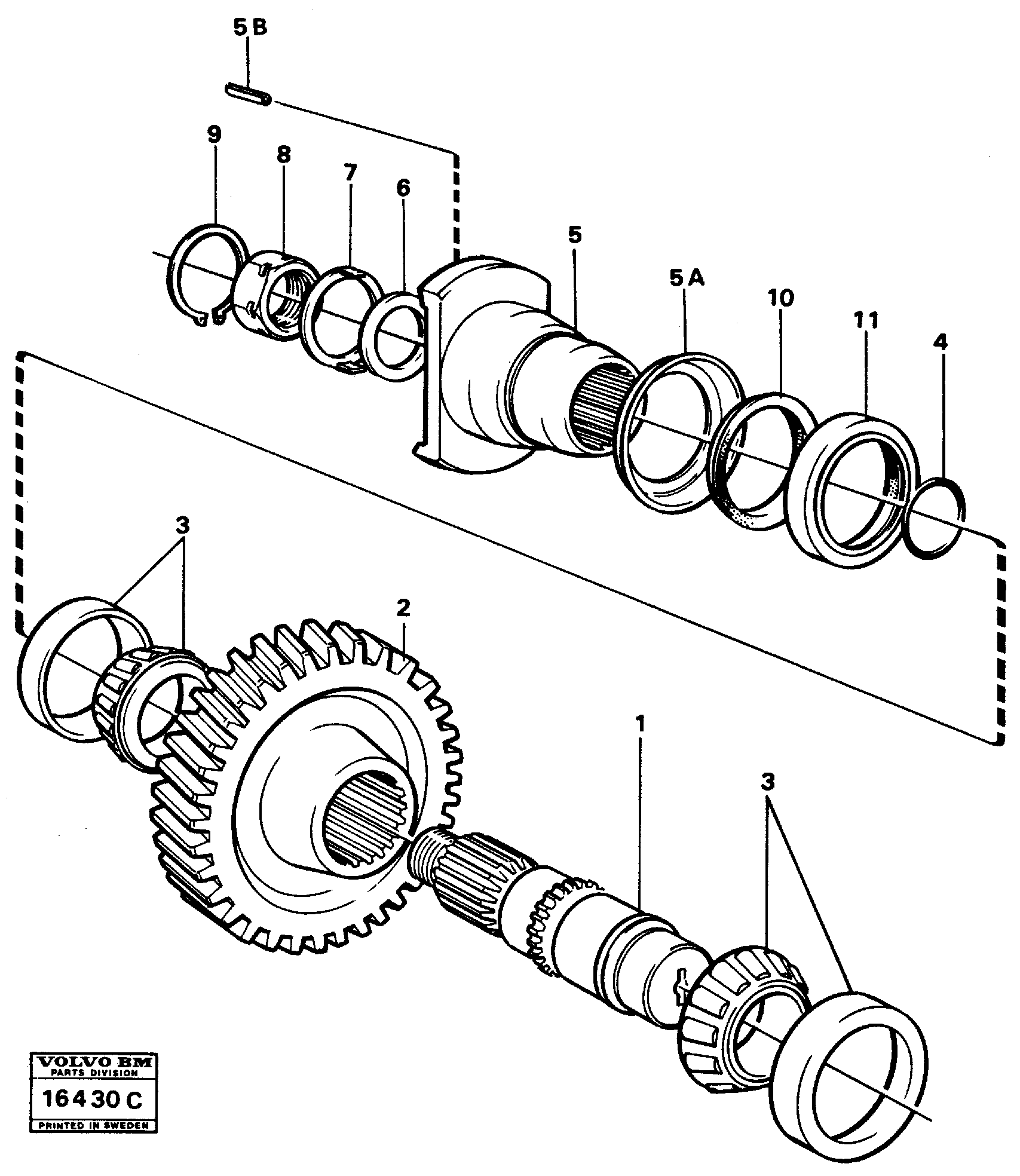 Схема запчастей Volvo A25 VOLVO BM VOLVO BM A25 - 4901 Lower shaft 