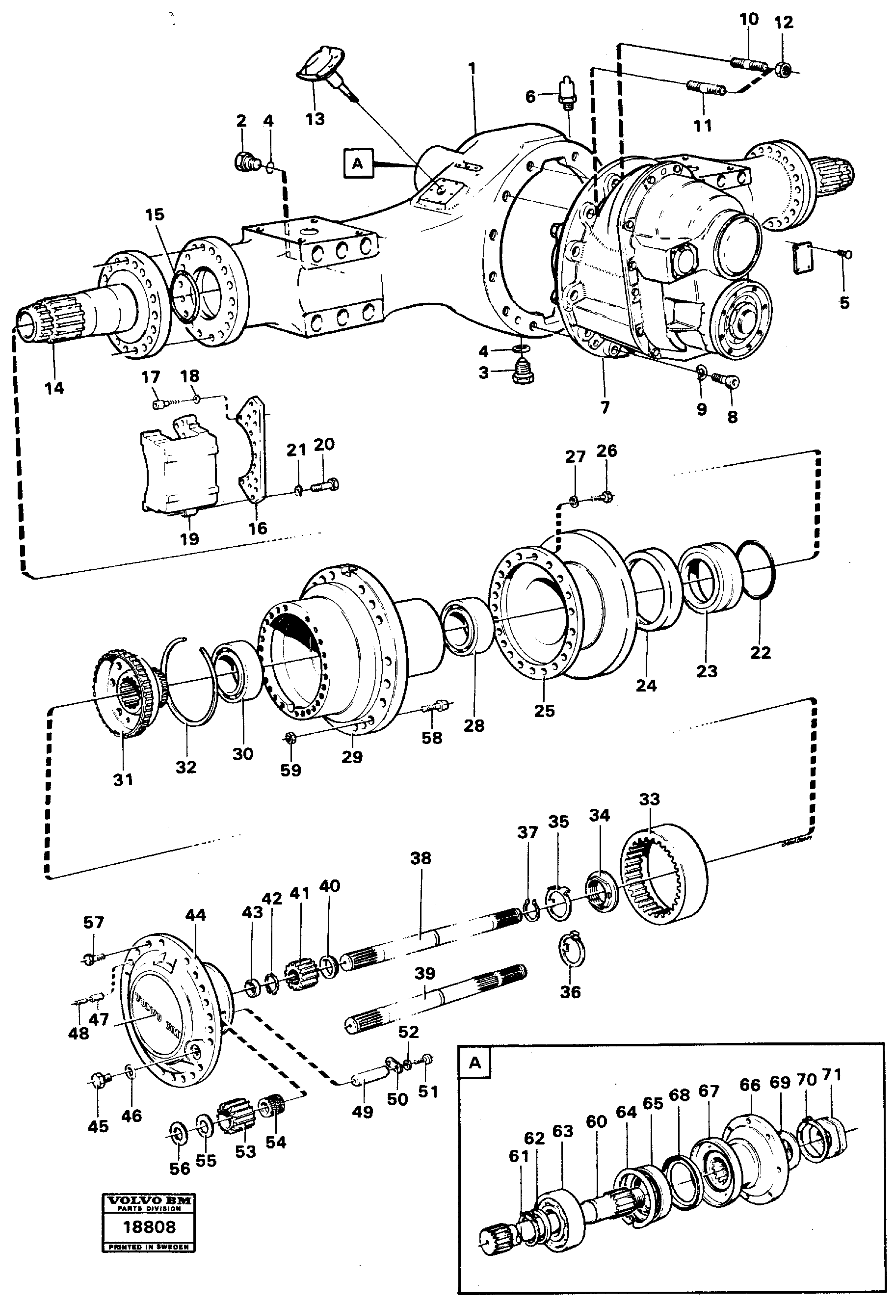 Схема запчастей Volvo A25 VOLVO BM VOLVO BM A25 - 100007 Planet shaft read ah 54 c Prod Nr 23537 