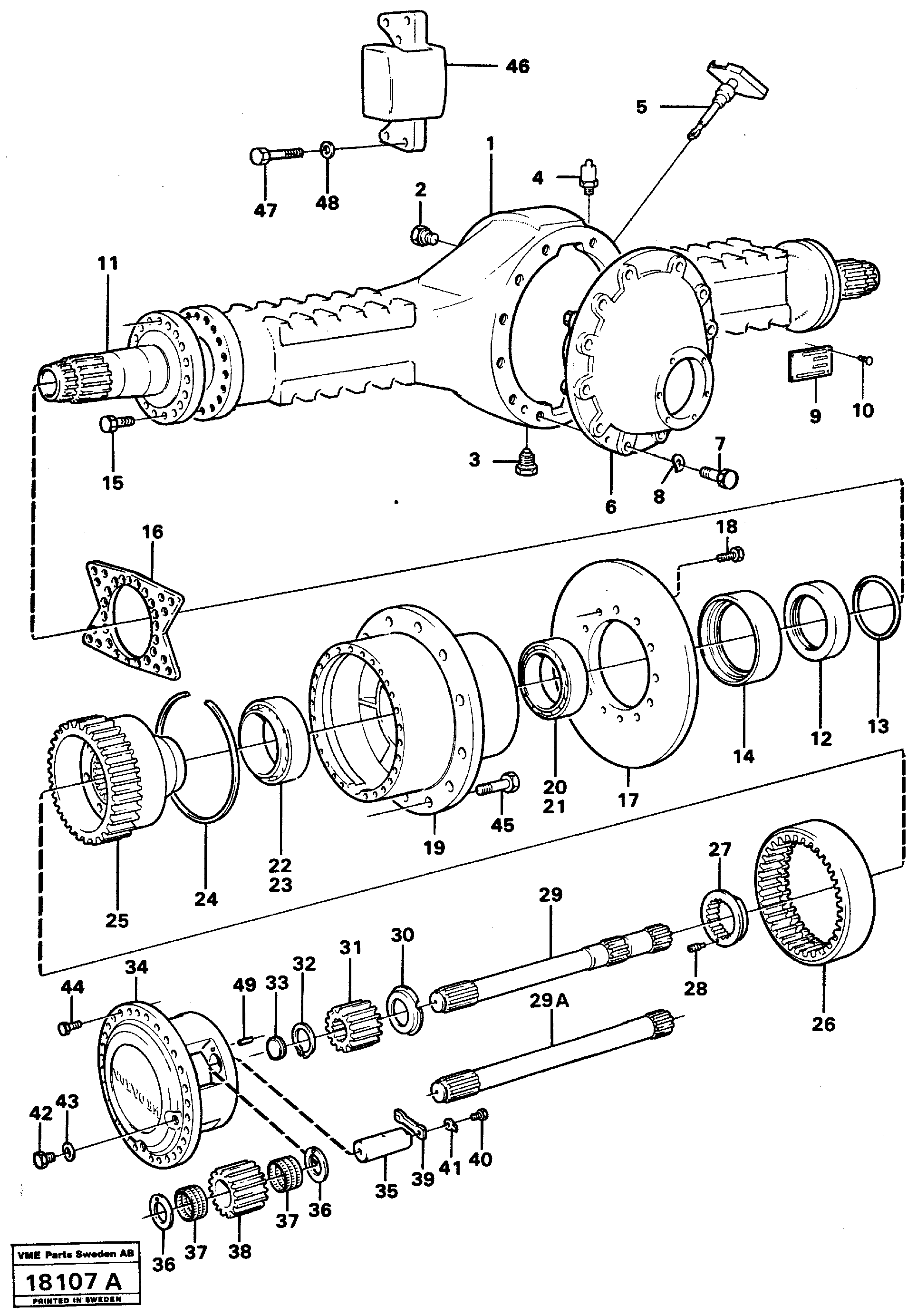 Схема запчастей Volvo A25 VOLVO BM VOLVO BM A25 - 86431 Drive shaft 4x4 rear ah71 b Prod Nr 23555 