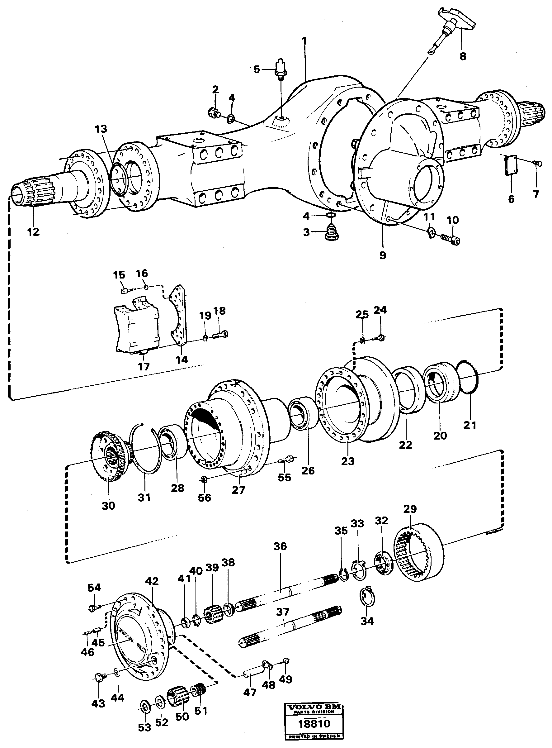 Схема запчастей Volvo A25 VOLVO BM VOLVO BM A25 - 99713 Planet shaft front ah 54 e Prod Nr 23549 