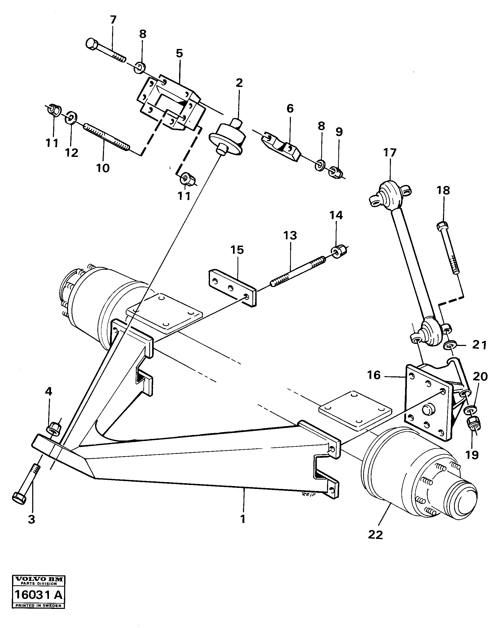 Схема запчастей Volvo A25 VOLVO BM VOLVO BM A25 - 21833 Bogie-wheel suspension 