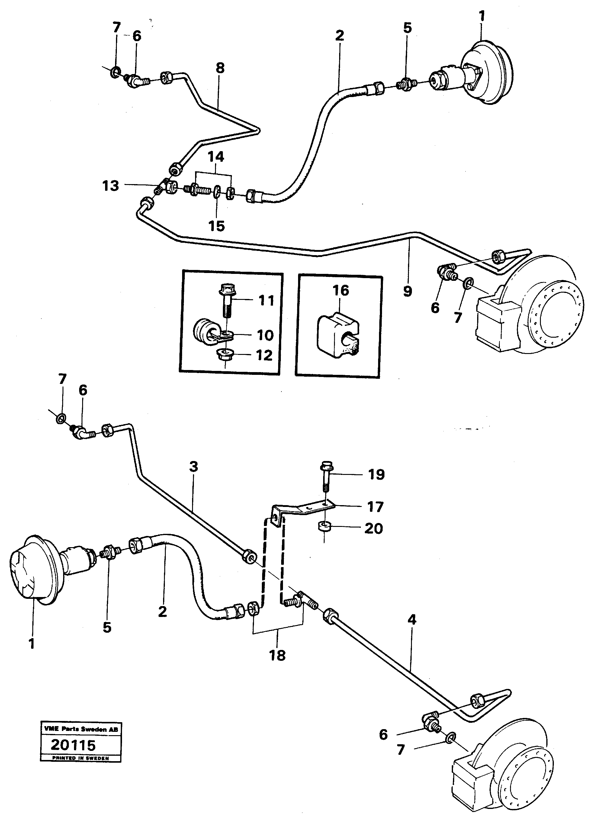 Схема запчастей Volvo A25 VOLVO BM VOLVO BM A25 - 20632 Hydraulic brake system trailer 6 X 4 
