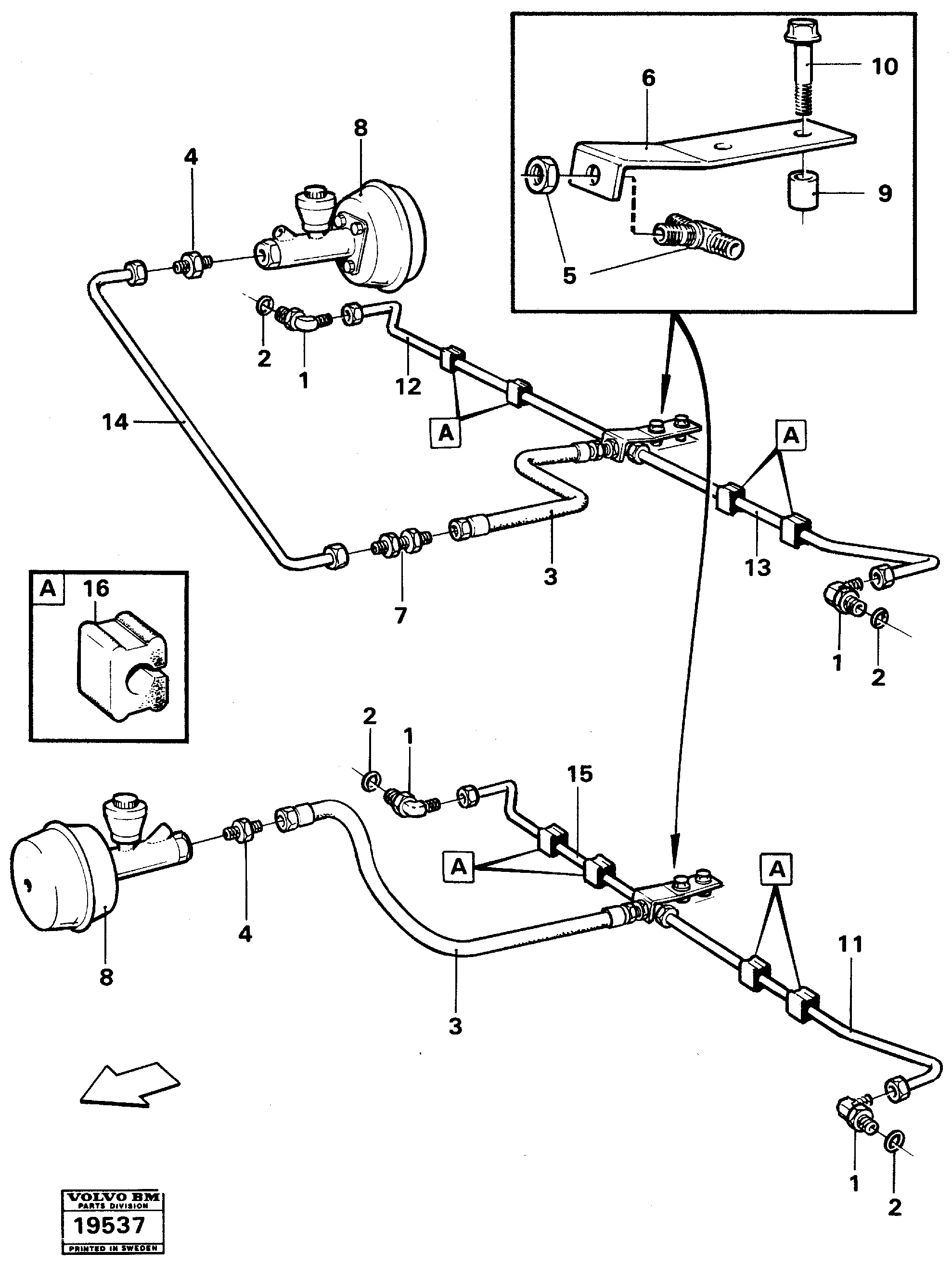 Схема запчастей Volvo A25 VOLVO BM VOLVO BM A25 - 20633 Hydraulic brake-system trailer 6x6 