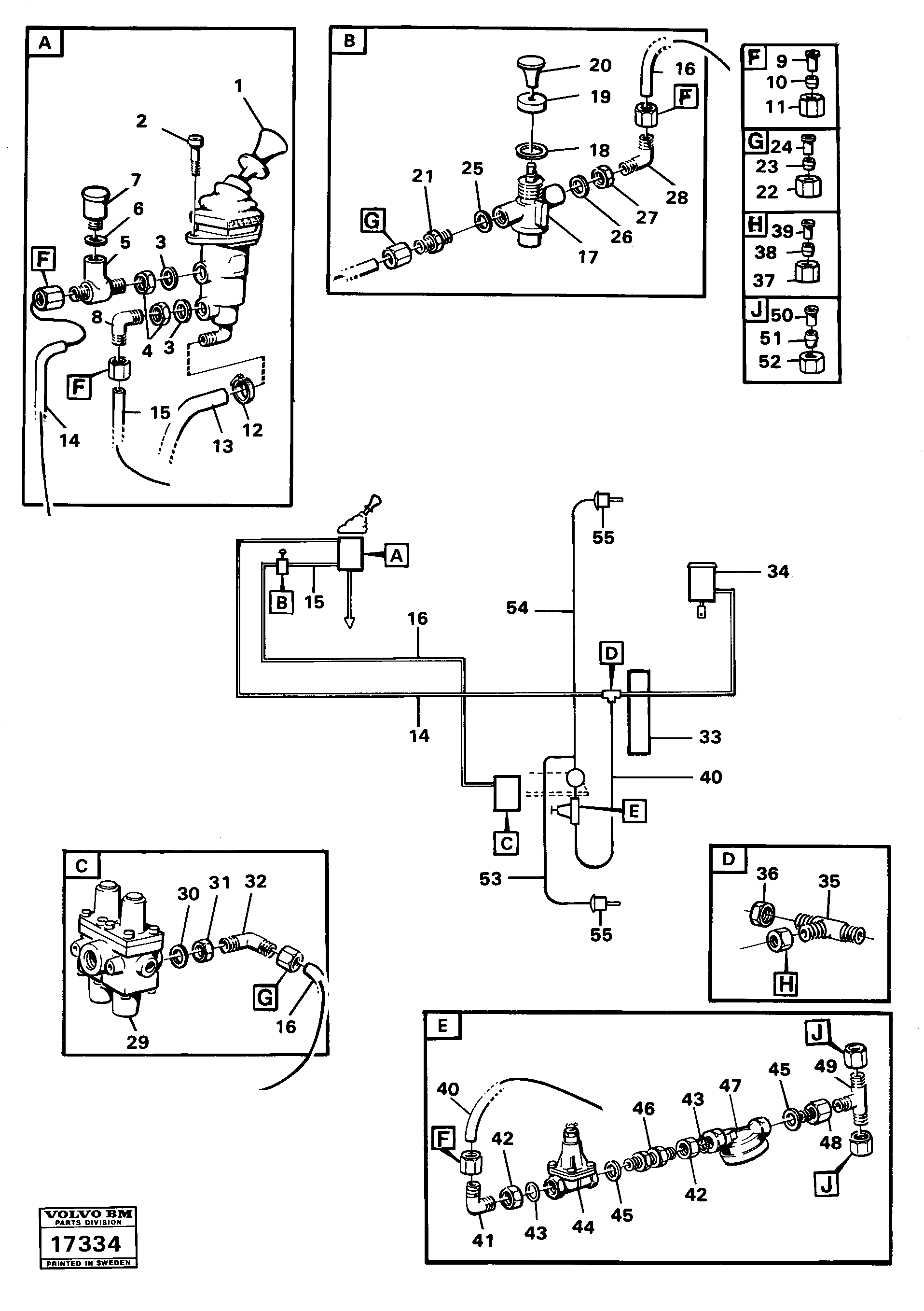 Схема запчастей Volvo A25 VOLVO BM VOLVO BM A25 - 85876 Barking brake, tractor pneumatic system foot Board 