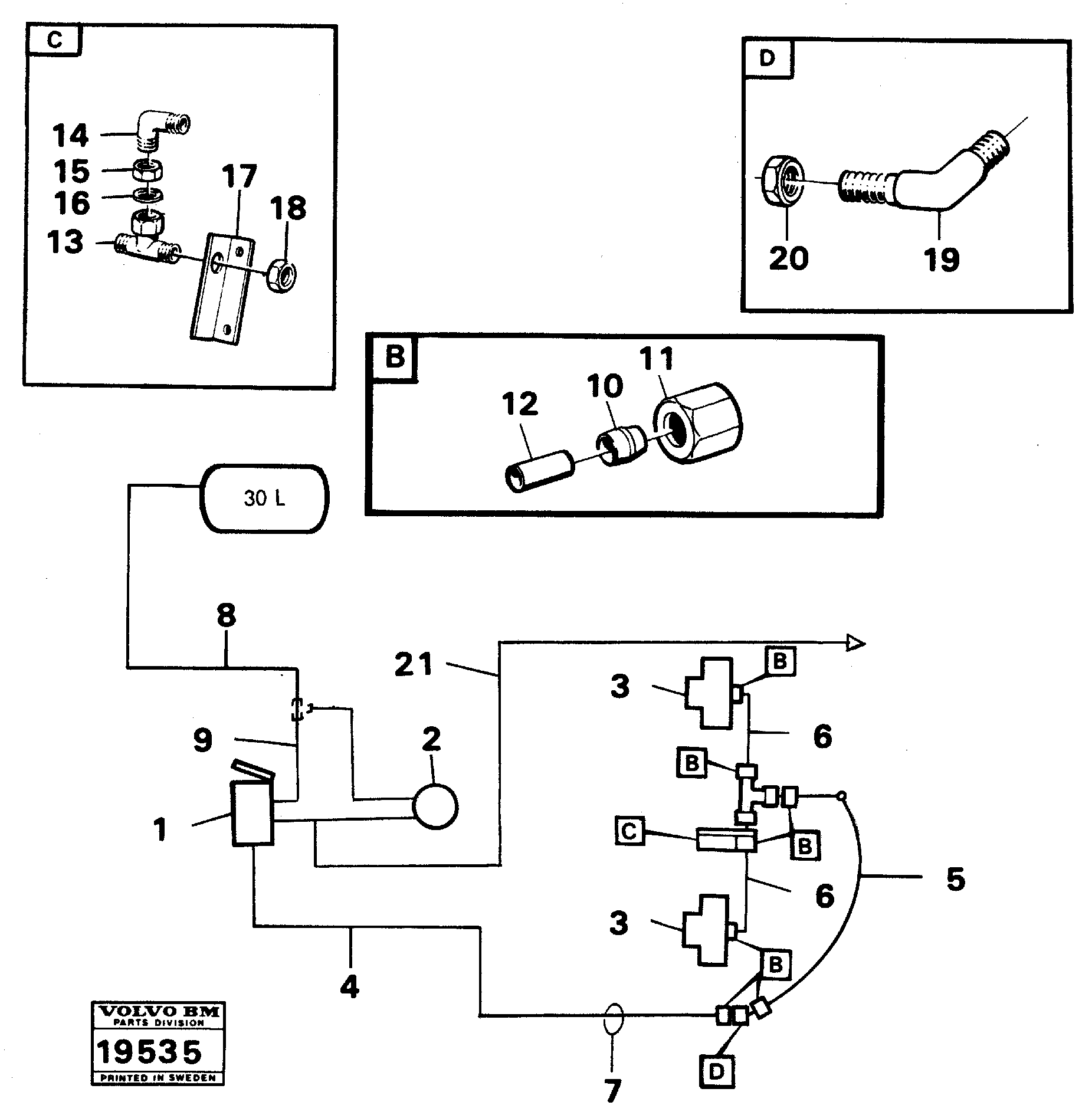 Схема запчастей Volvo A25 VOLVO BM VOLVO BM A25 - 24492 Feed lines 