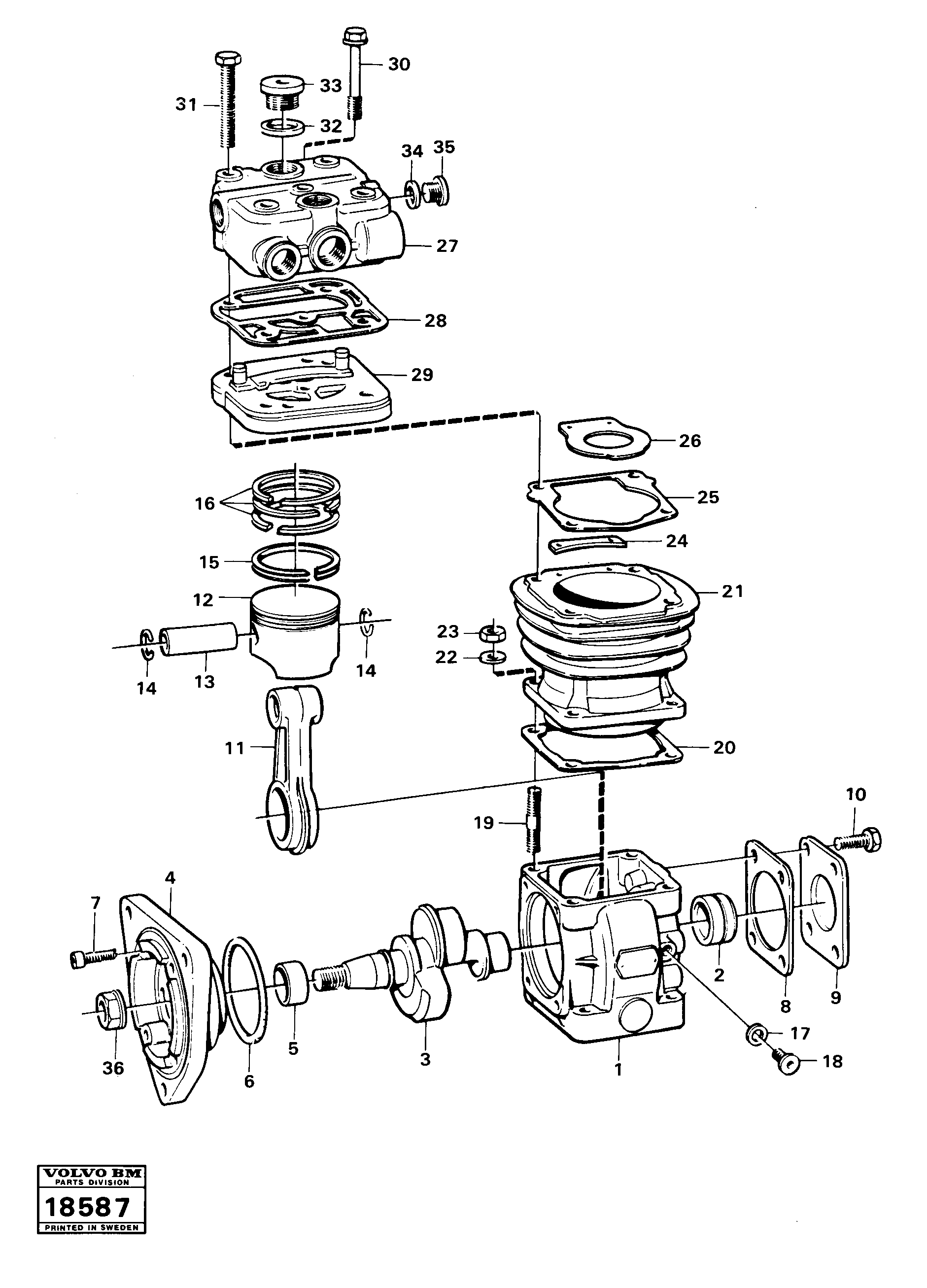 Схема запчастей Volvo A25 VOLVO BM VOLVO BM A25 - 24496 Air compressor 