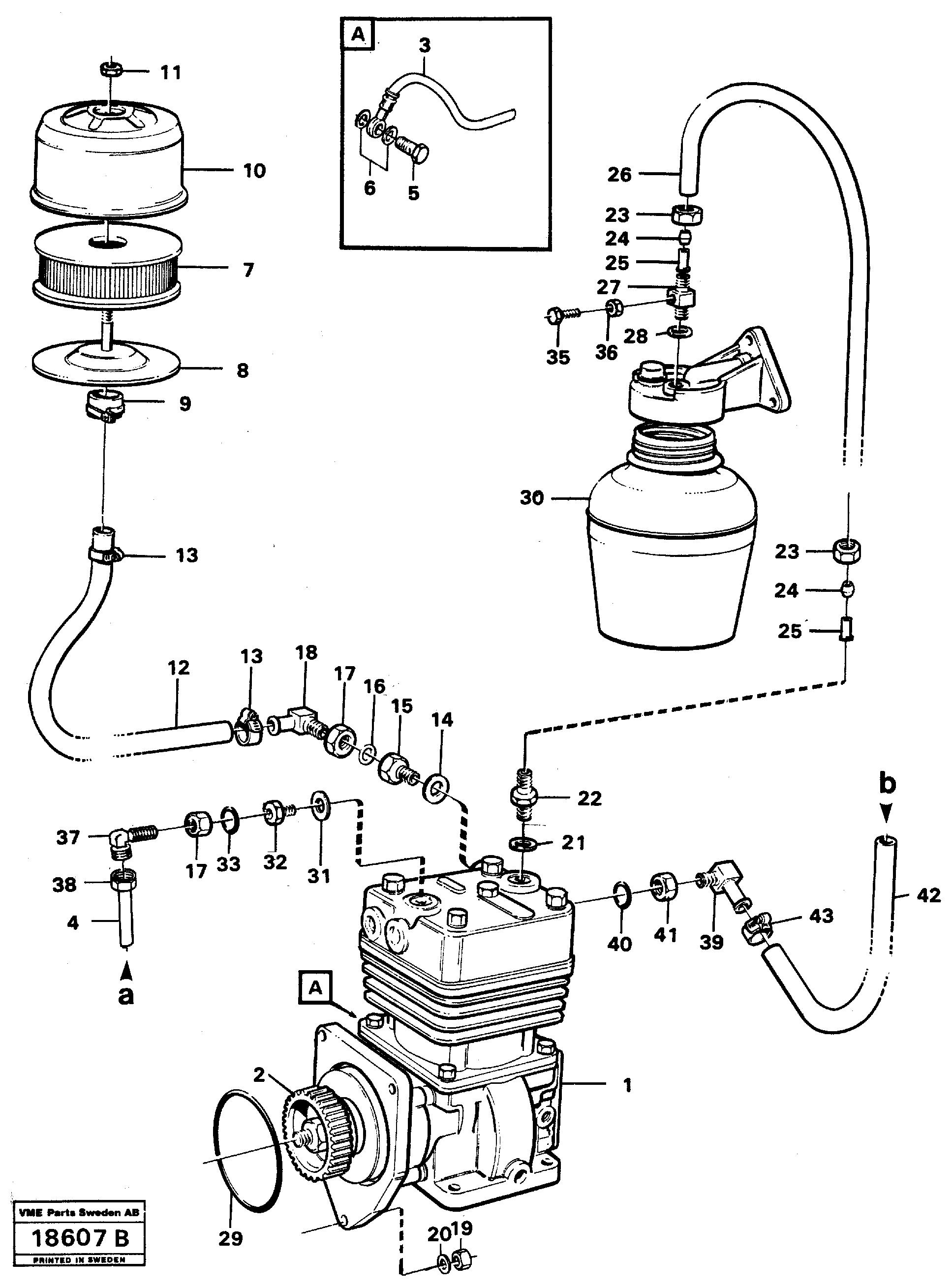 Схема запчастей Volvo A25 VOLVO BM VOLVO BM A25 - 78099 Air-compressor with fitting parts 