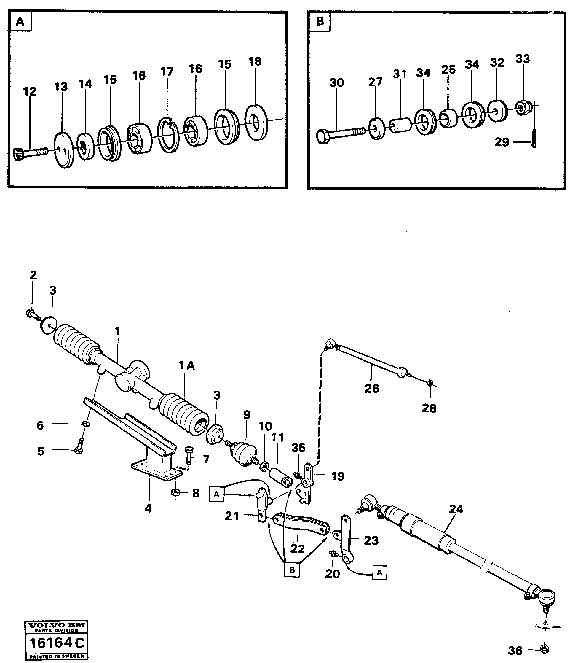 Схема запчастей Volvo A25 VOLVO BM VOLVO BM A25 - 21838 Steering linkage 