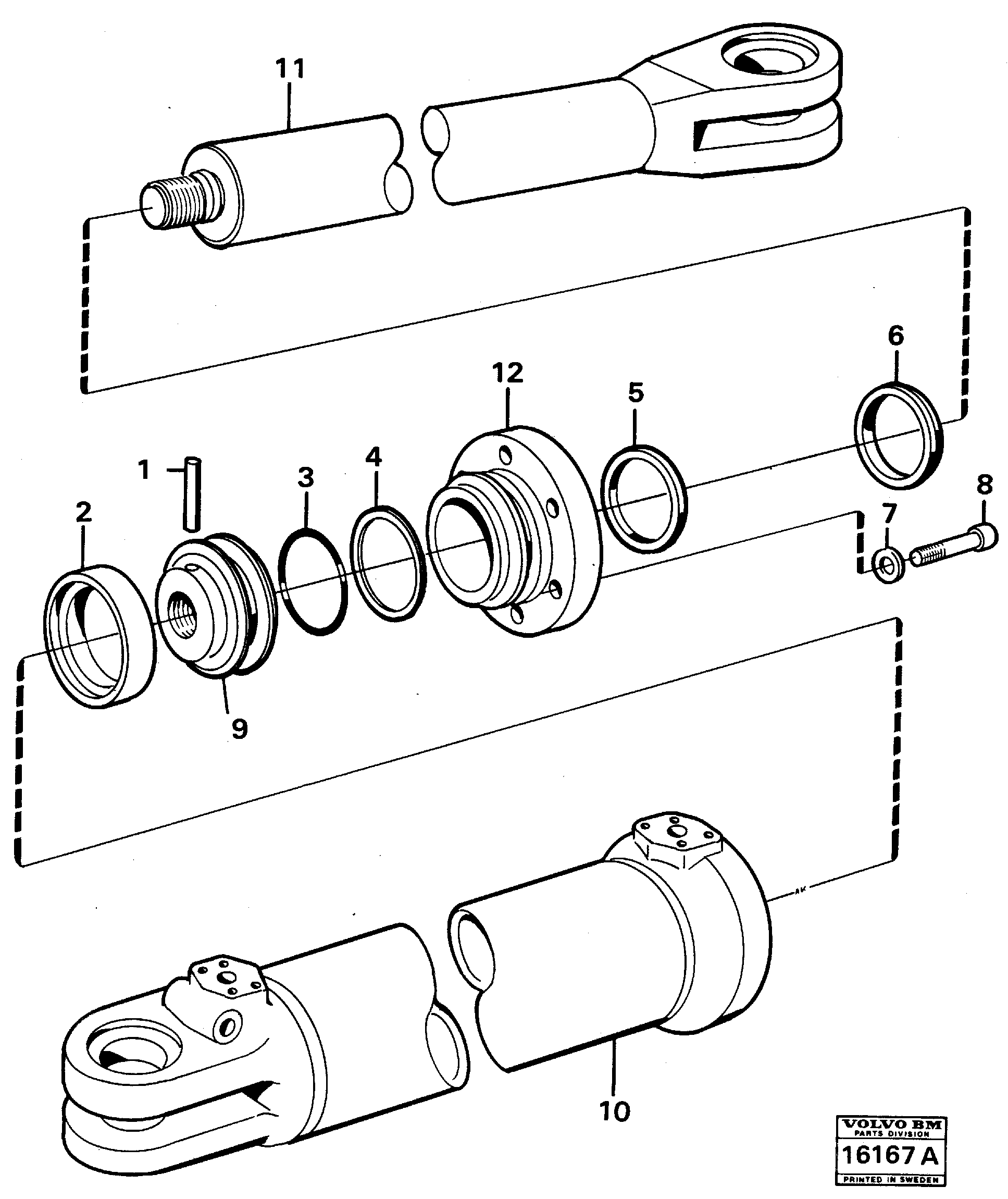 Схема запчастей Volvo A25 VOLVO BM VOLVO BM A25 - 63106 Гидроцилиндр рулевой 