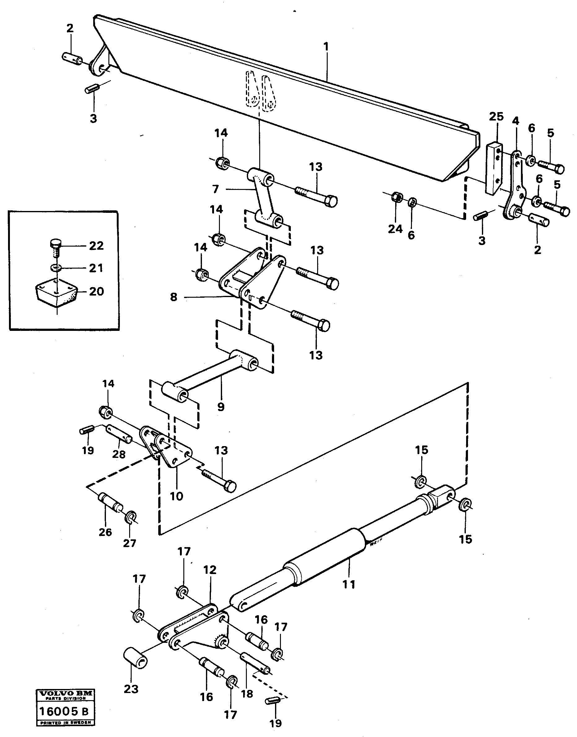 Схема запчастей Volvo A25 VOLVO BM VOLVO BM A25 - 21854 Rear flap, mechanical 