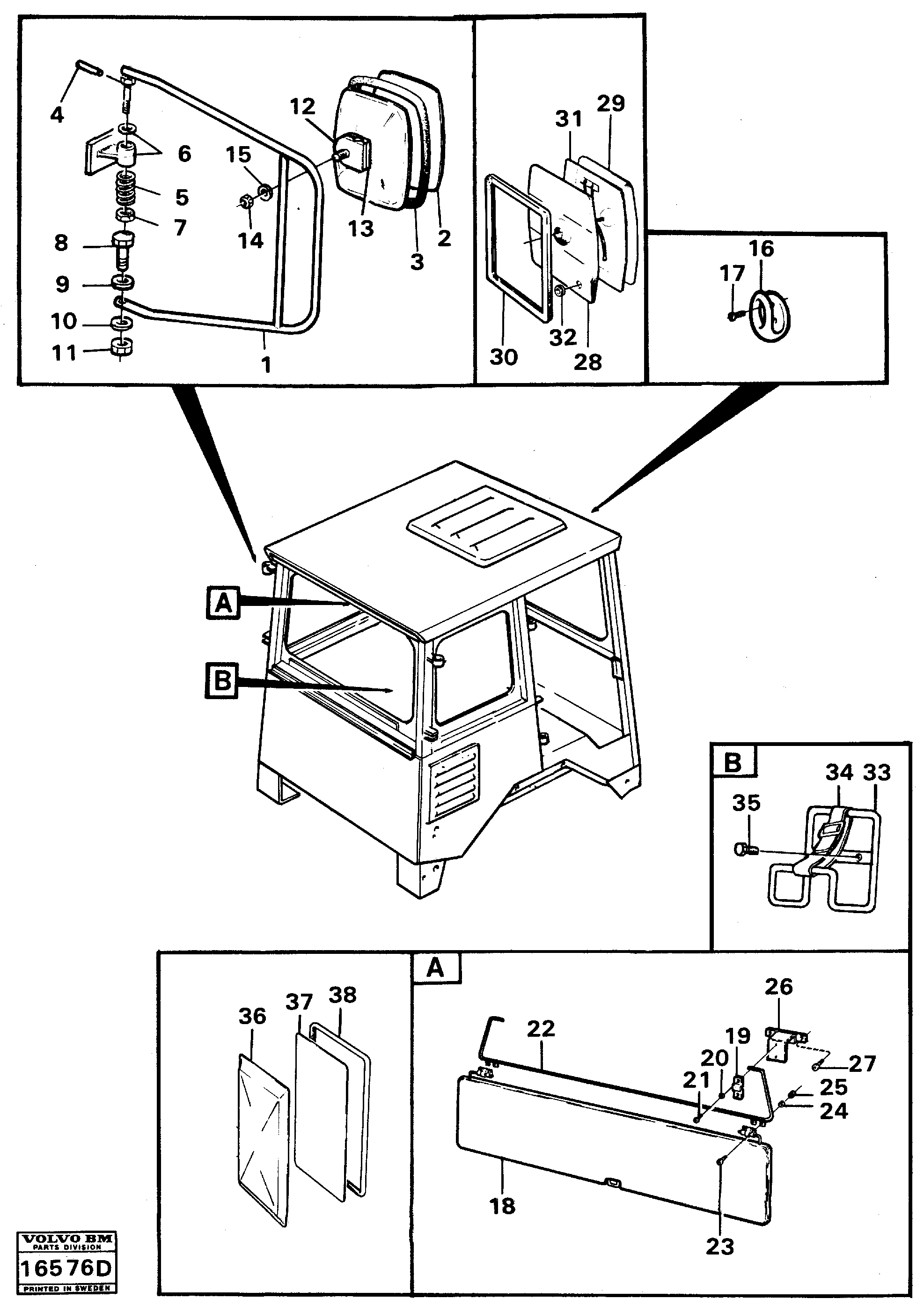 Схема запчастей Volvo A25 VOLVO BM VOLVO BM A25 - 63337 Rear view mirrors and sun vizors 