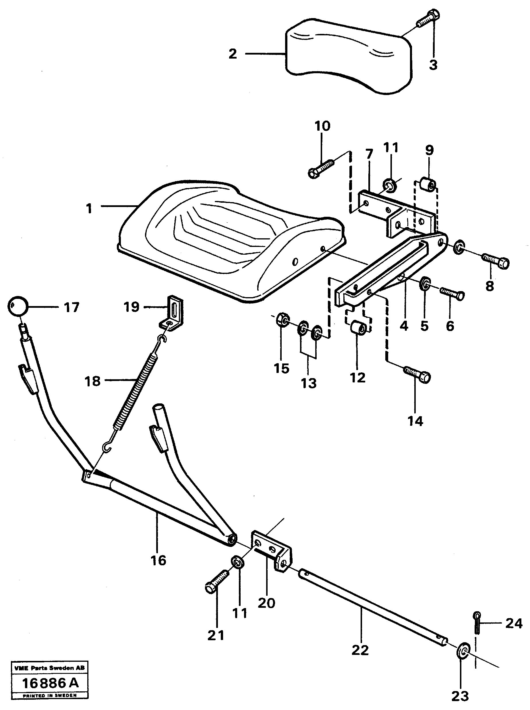Схема запчастей Volvo A25 VOLVO BM VOLVO BM A25 - 37240 Folding seat 99128, 90671 Std Usa 
