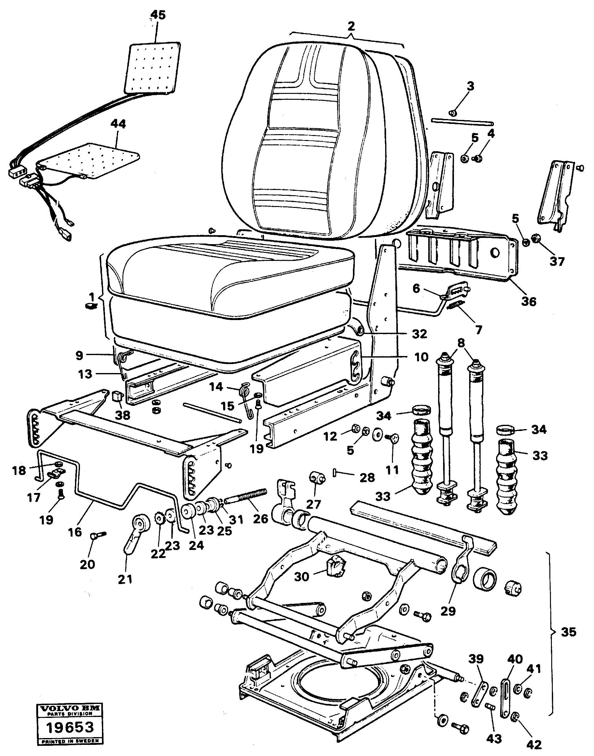 Схема запчастей Volvo A25 VOLVO BM VOLVO BM A25 - 4919 Drivers seat tillv nr - 4806 