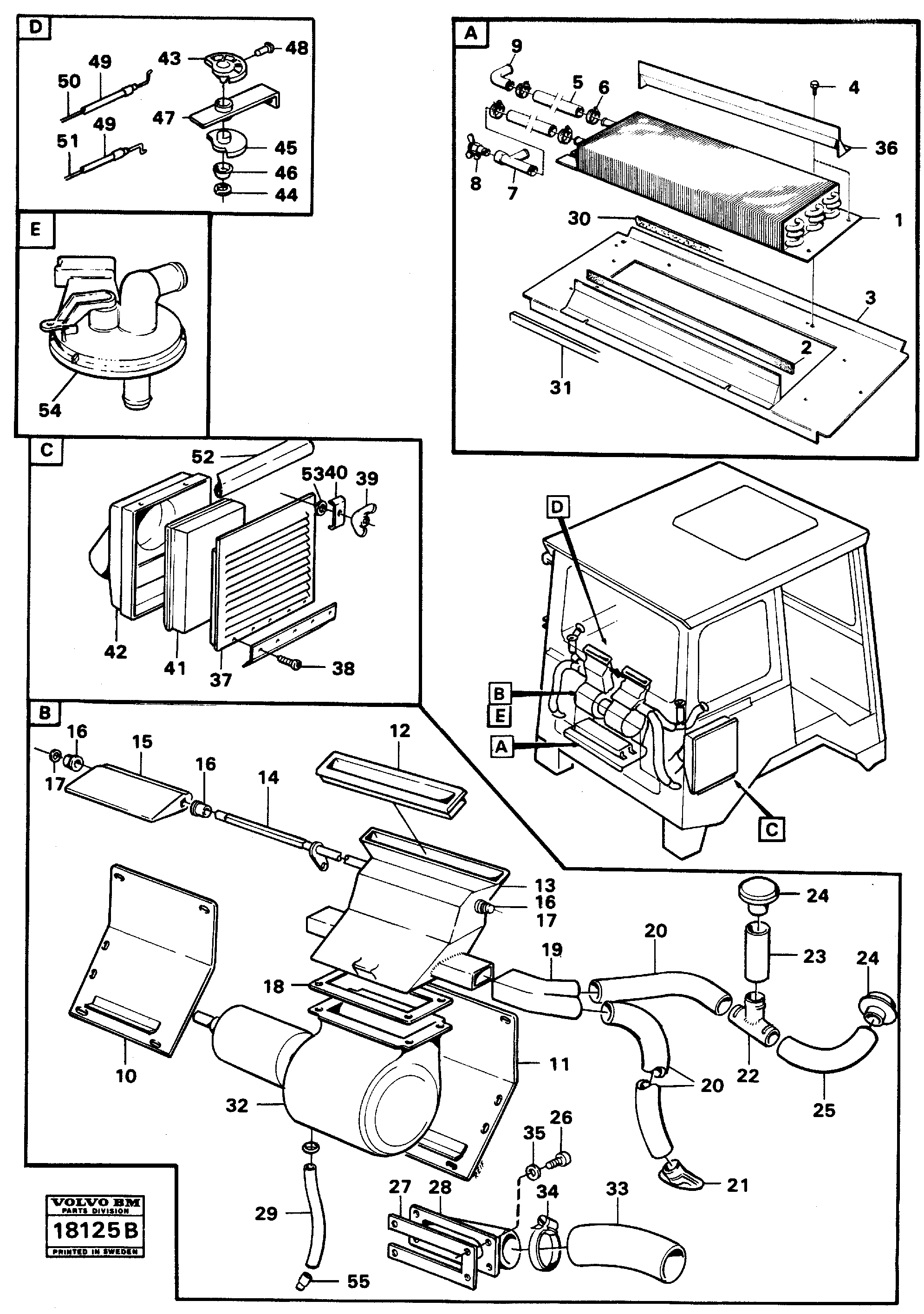 Схема запчастей Volvo A25 VOLVO BM VOLVO BM A25 - 77753 Cab ventilation 
