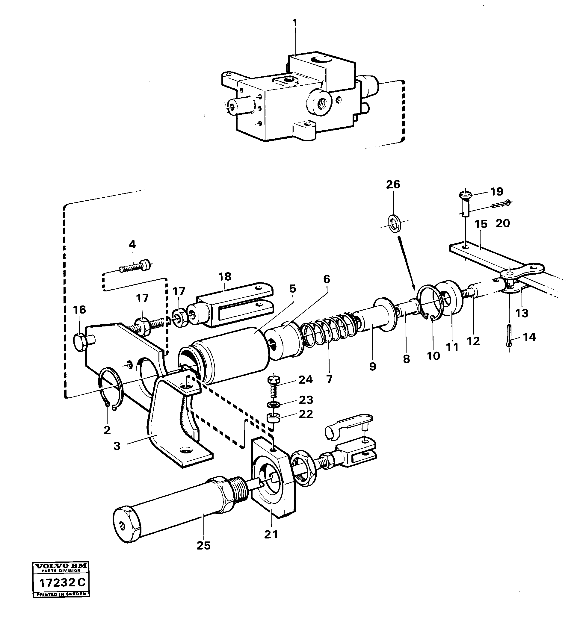 Схема запчастей Volvo A25 VOLVO BM VOLVO BM A25 - 23149 Spool control for tipping valve 99671 