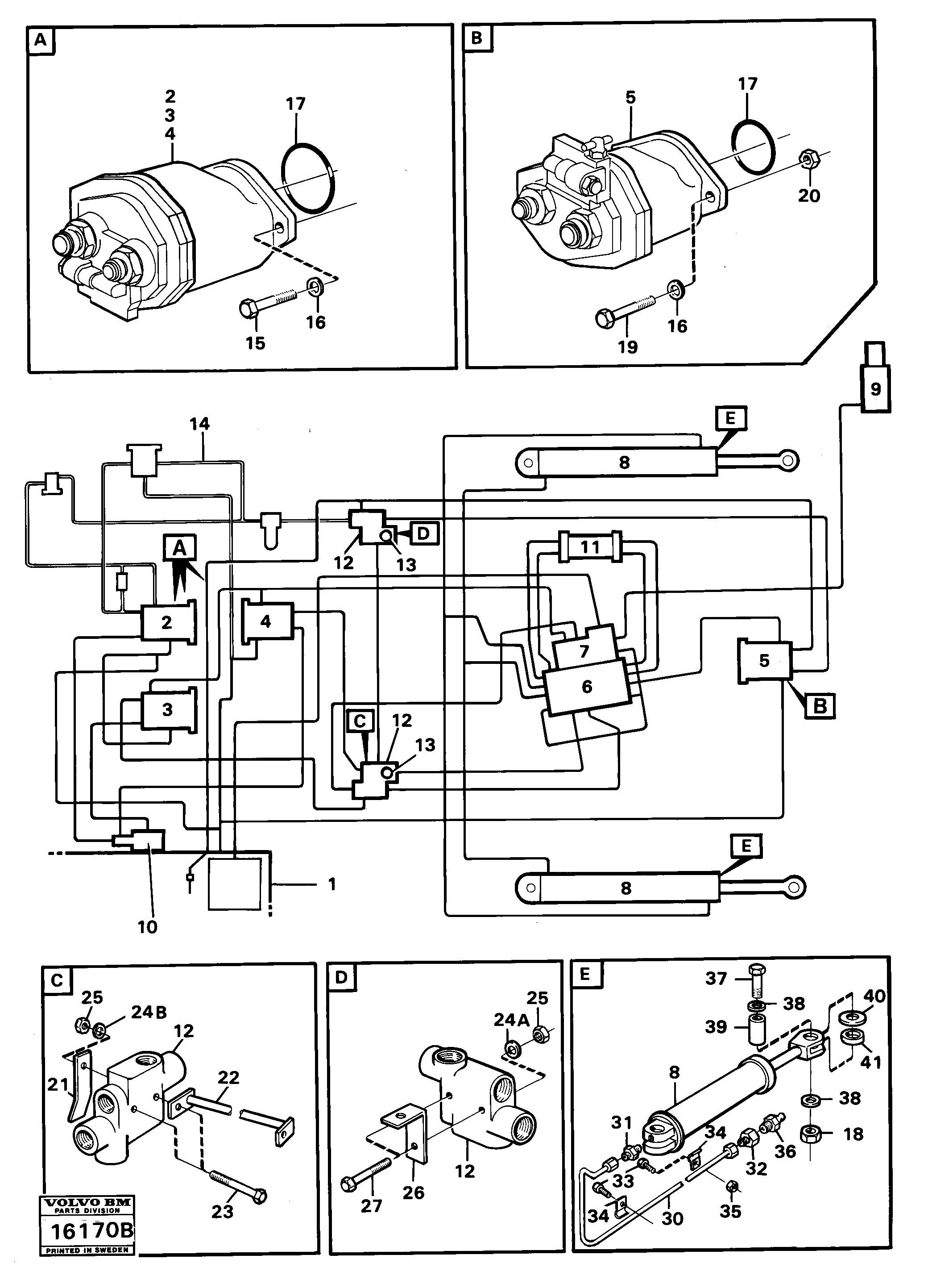 Схема запчастей Volvo A25 VOLVO BM VOLVO BM A25 - 50995 Hydraulic system components 