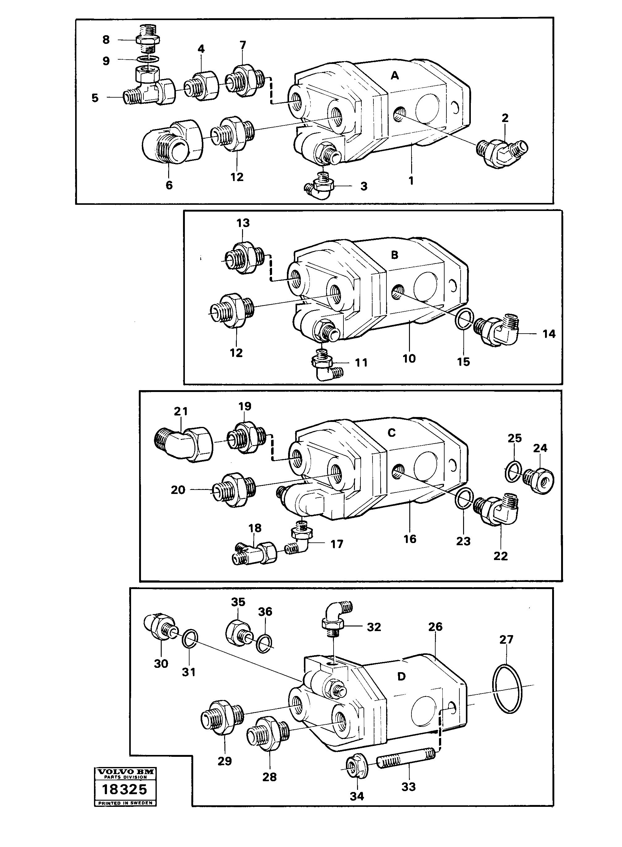 Схема запчастей Volvo A25 VOLVO BM VOLVO BM A25 - 50996 Hydraulic pumps with fitting parts 