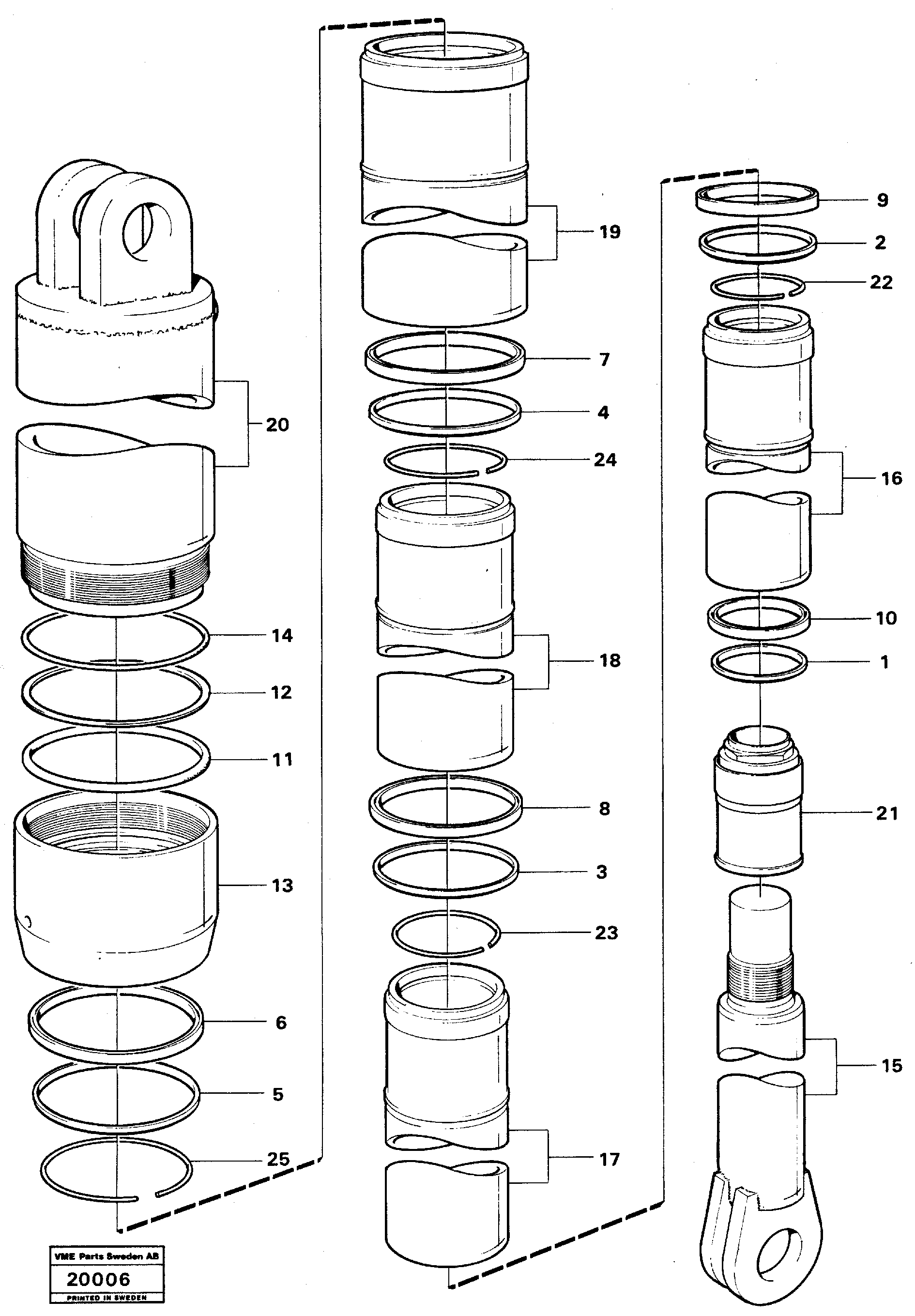 Схема запчастей Volvo A25 VOLVO BM VOLVO BM A25 - 66024 Tipping cylinder 6 x 4, 6 x 6 Tillv Nr 5487 - 