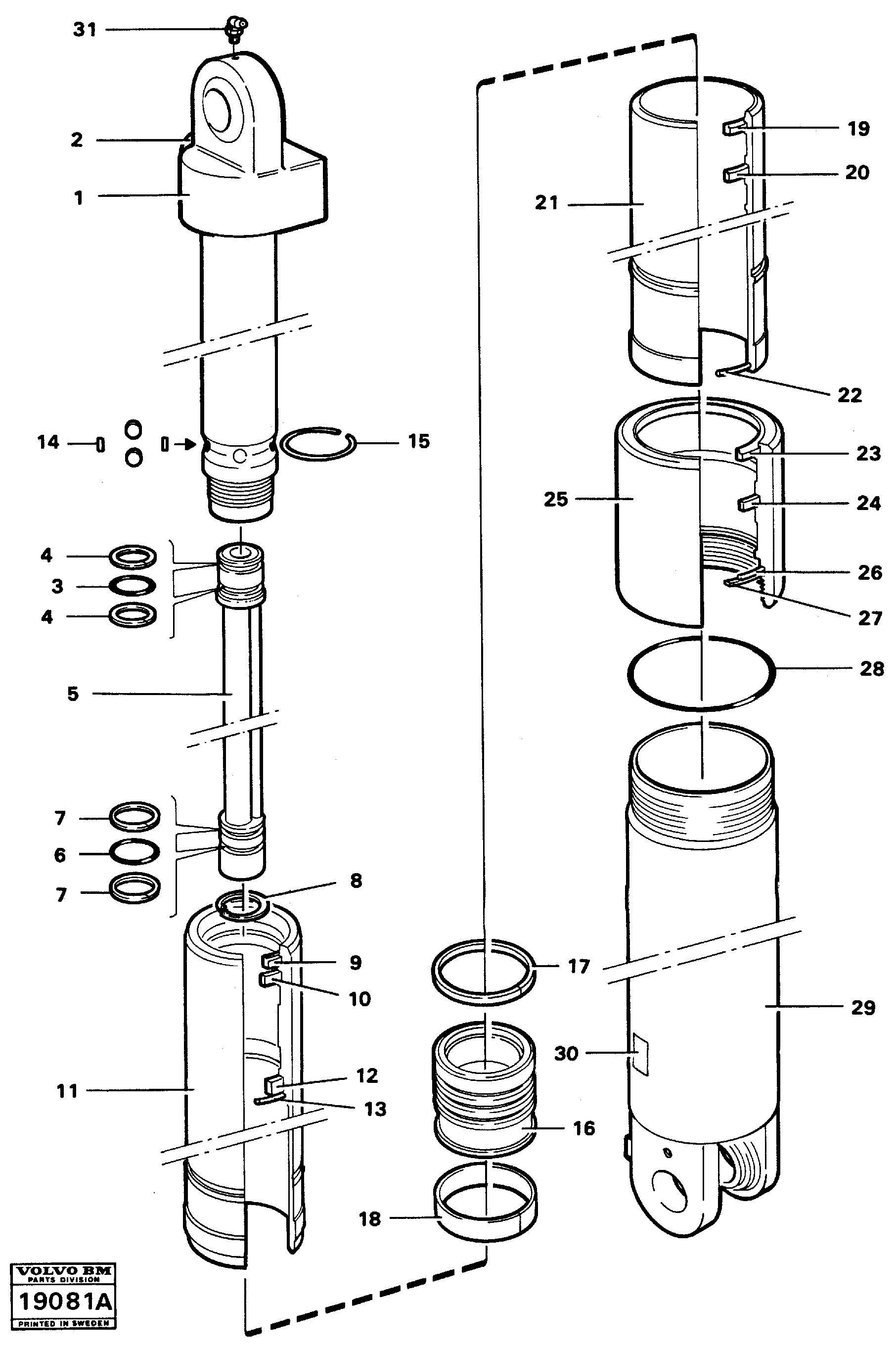 Схема запчастей Volvo A25 VOLVO BM VOLVO BM A25 - 66028 Tipping cylinder 4 x 4 Tillv Nr 4067 - 5598 
