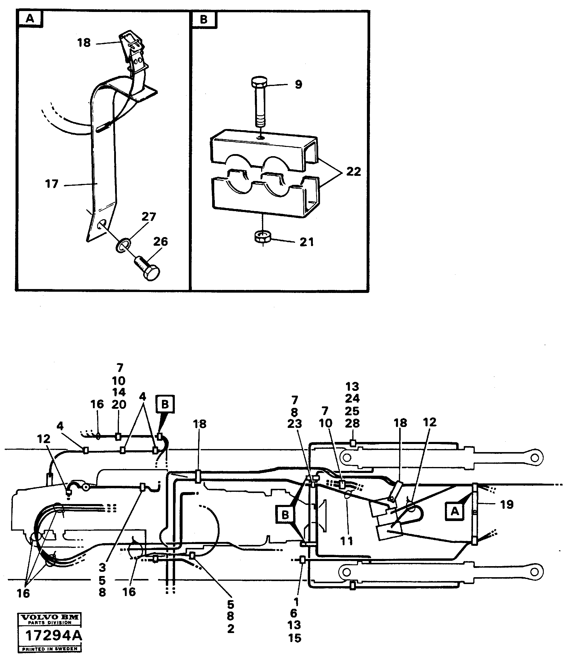 Схема запчастей Volvo A25 VOLVO BM VOLVO BM A25 - 82033 Hydraulic system clips 