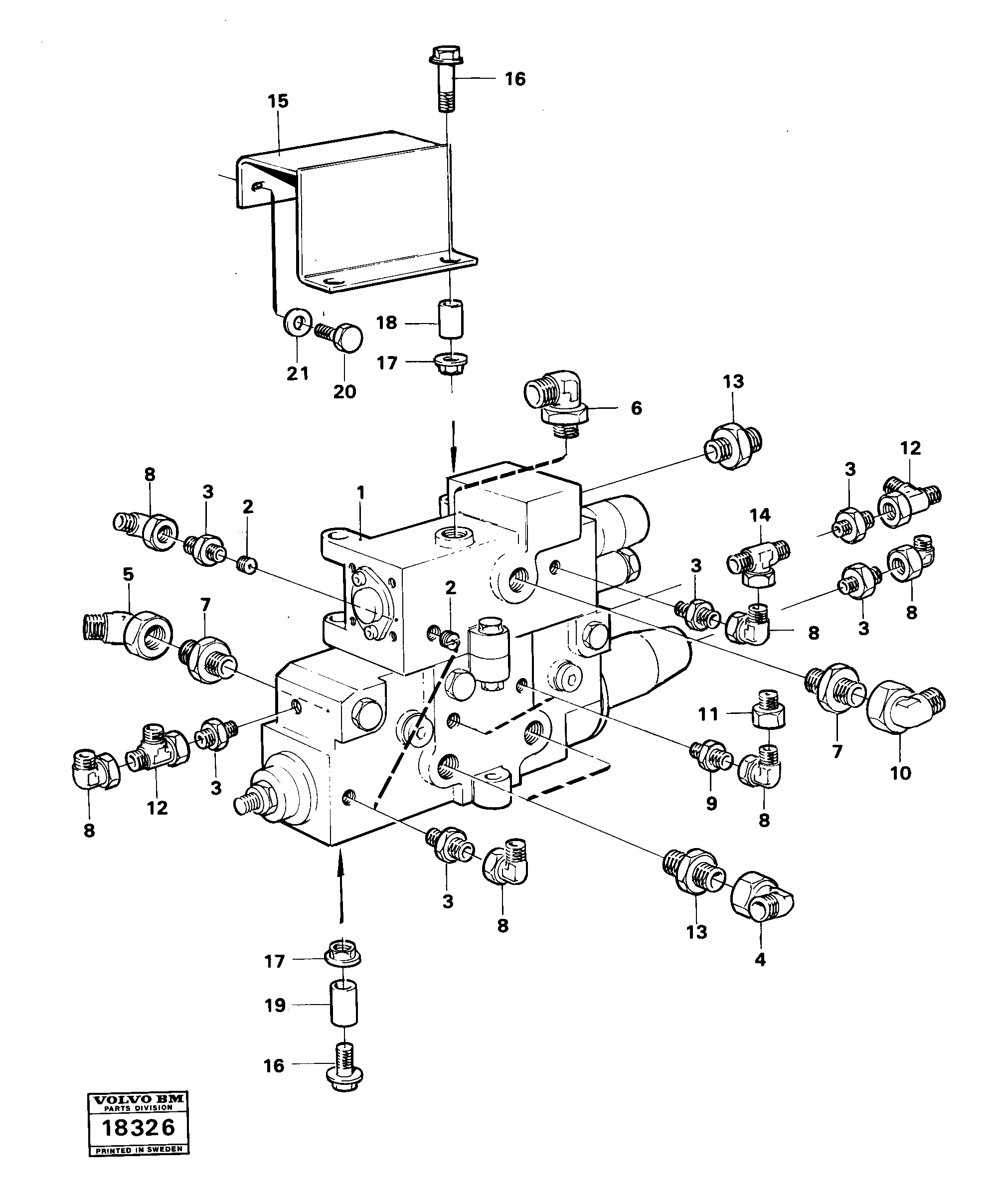 Схема запчастей Volvo A25 VOLVO BM VOLVO BM A25 - 86786 Pilot and tipping valve fitting 