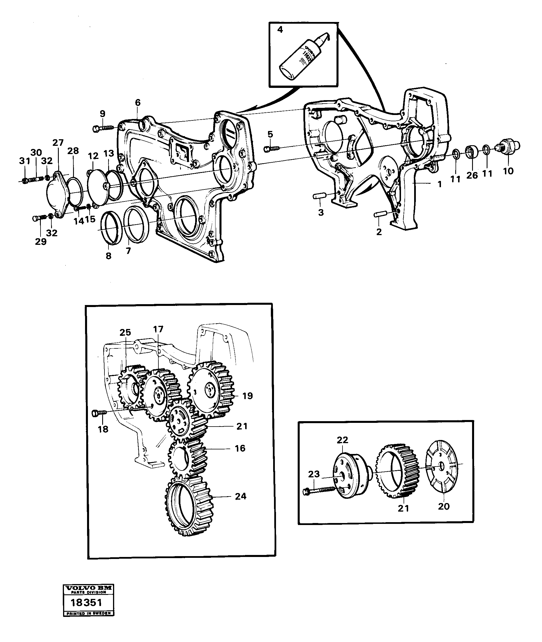 Схема запчастей Volvo A25 VOLVO BM VOLVO BM A25 - 4987 Tim.gear casing and gears 