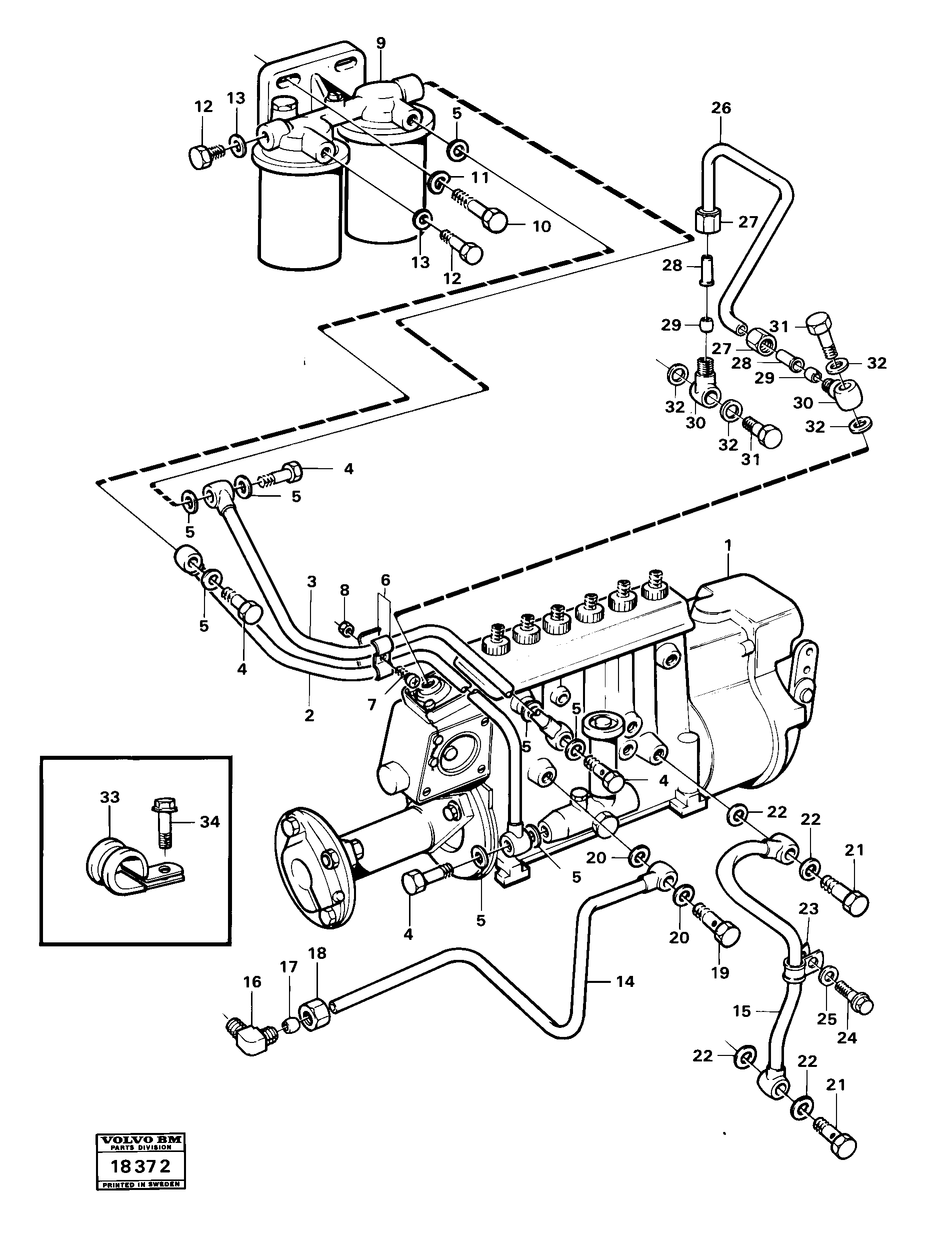 Схема запчастей Volvo A25 VOLVO BM VOLVO BM A25 - 24898 Fuel pipes,fuelinjec.pumpfuel filter 