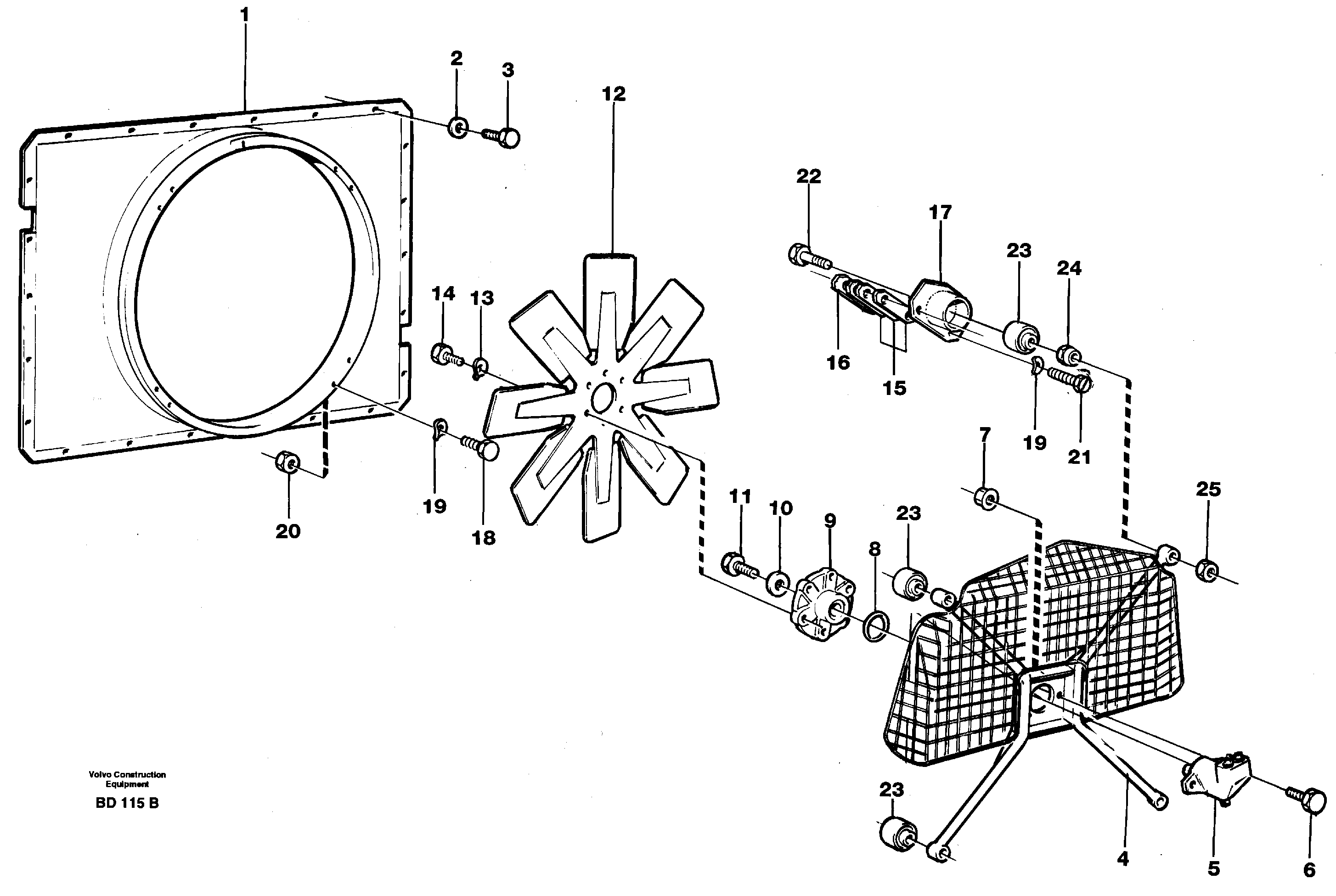 Схема запчастей Volvo A30 VOLVO BM VOLVO BM A30 - 90075 Вентилятор и кожух 