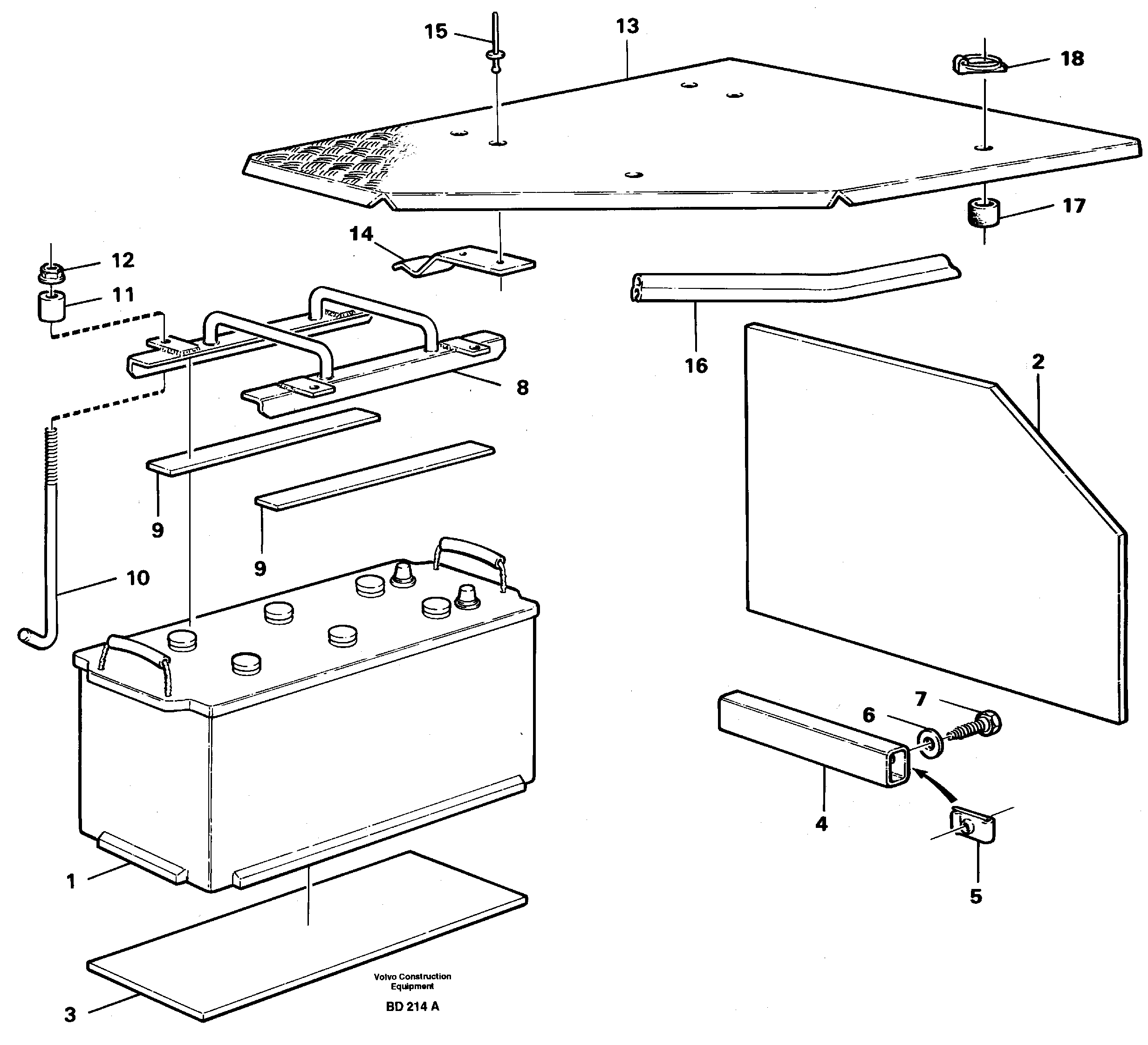 Схема запчастей Volvo A30 VOLVO BM VOLVO BM A30 - 25729 Battery with assembling details 
