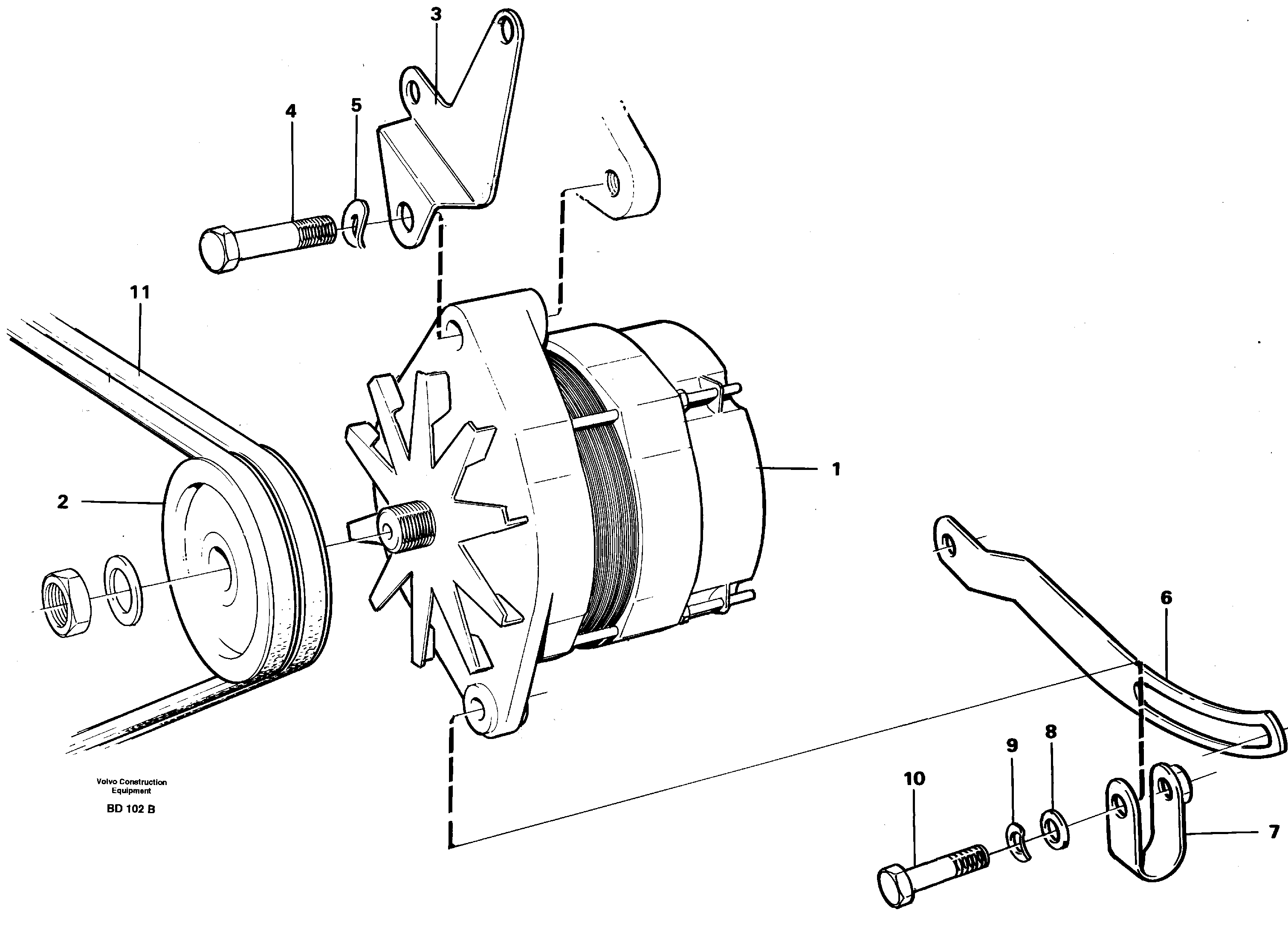 Схема запчастей Volvo A30 VOLVO BM VOLVO BM A30 - 16978 Alternator with assembling details 