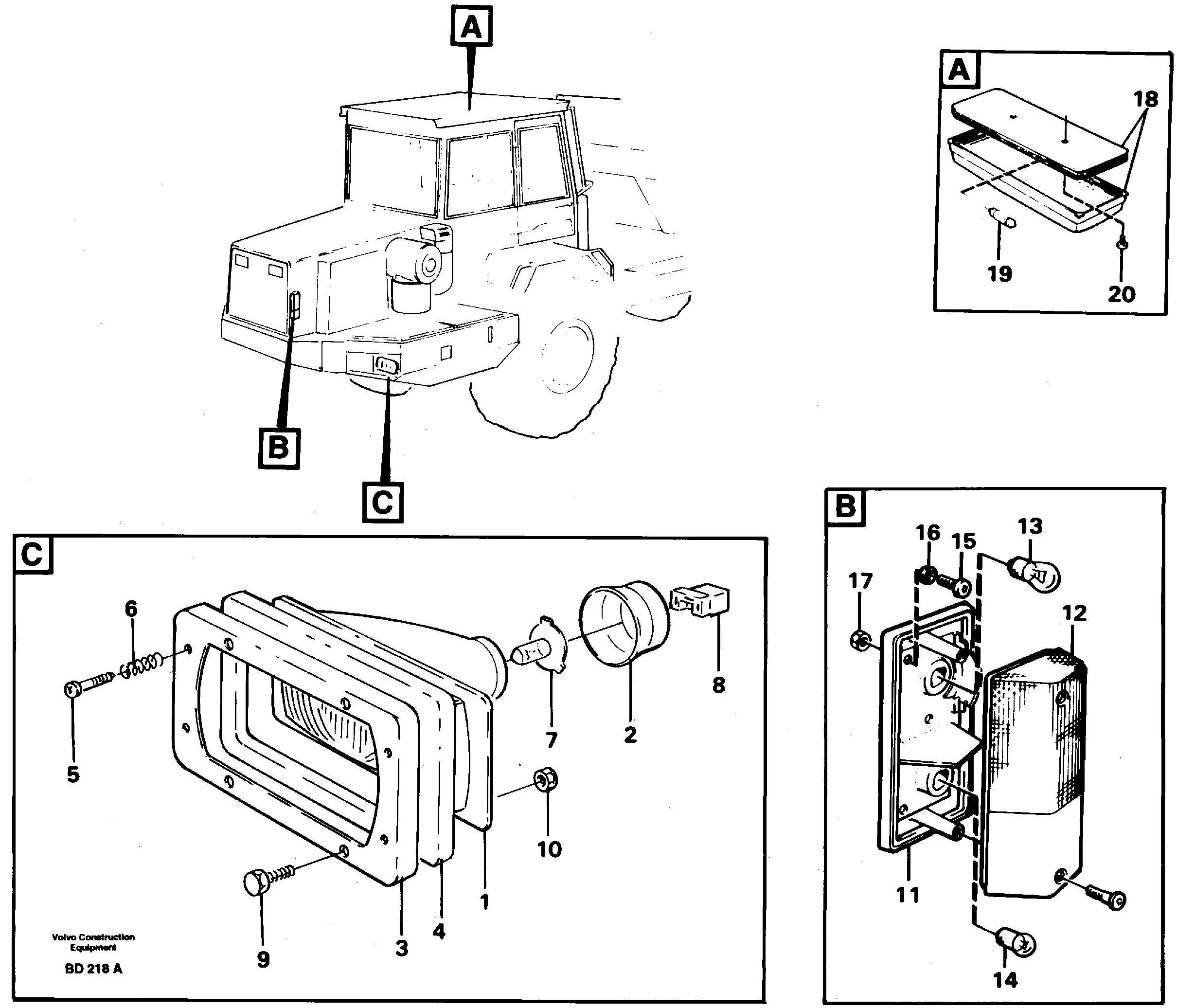Схема запчастей Volvo A30 VOLVO BM VOLVO BM A30 - 44163 Front lighting 