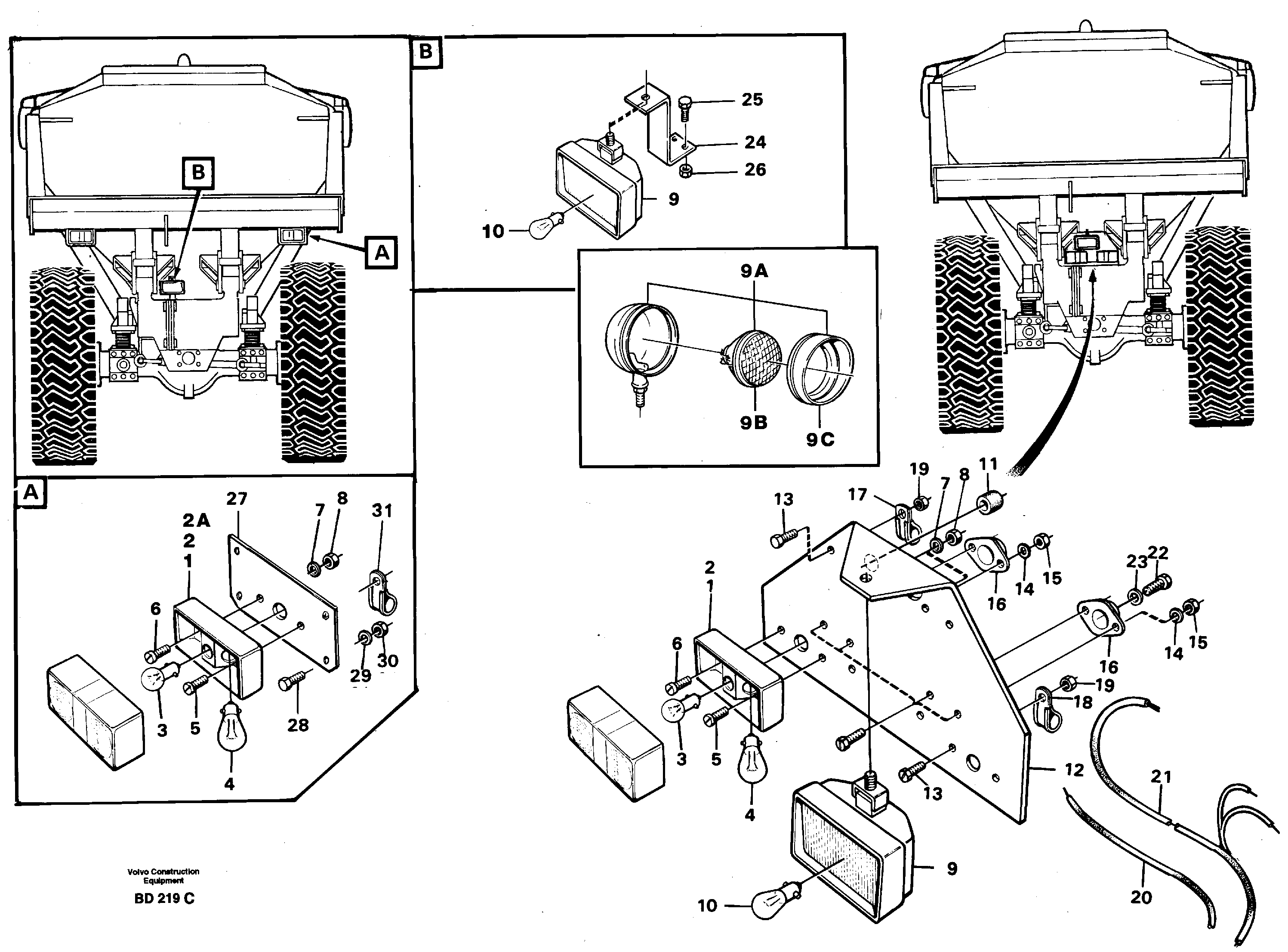 Схема запчастей Volvo A30 VOLVO BM VOLVO BM A30 - 65978 Rear lighting 